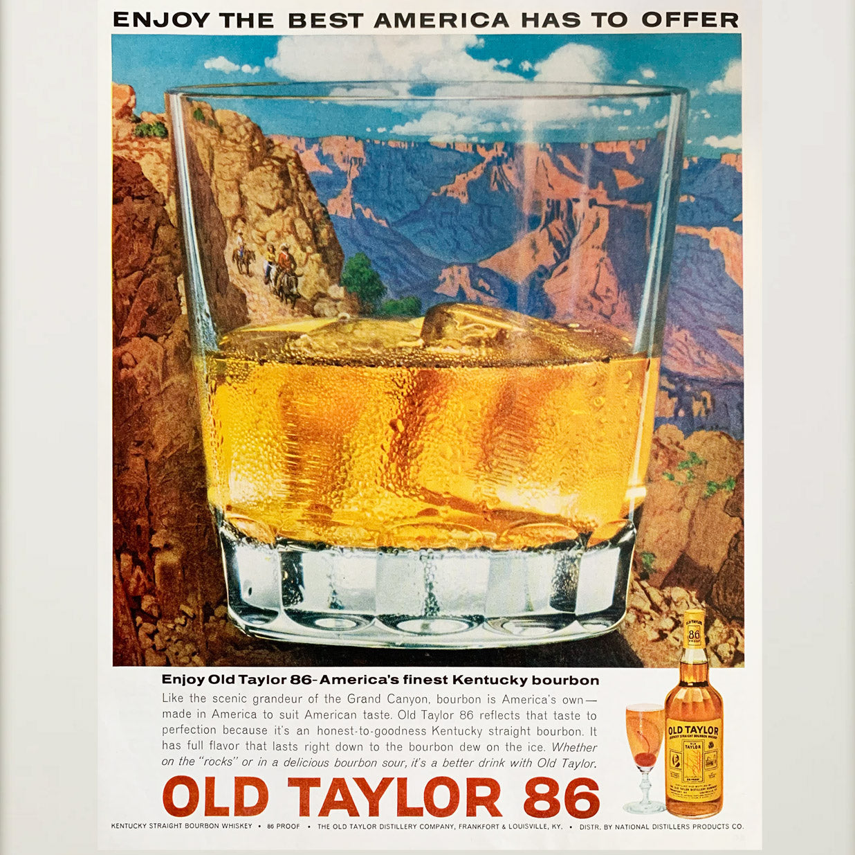 Framed Old Taylor 86 Bourbon Advertisement