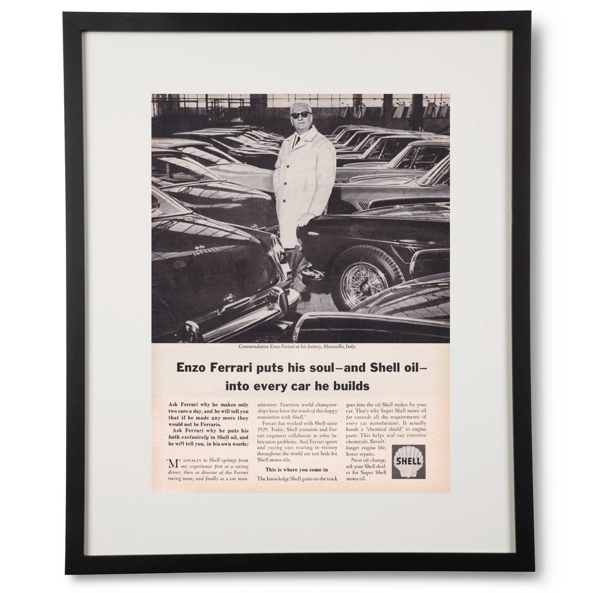 Framed Enzo Ferrari Shell Oil Ad