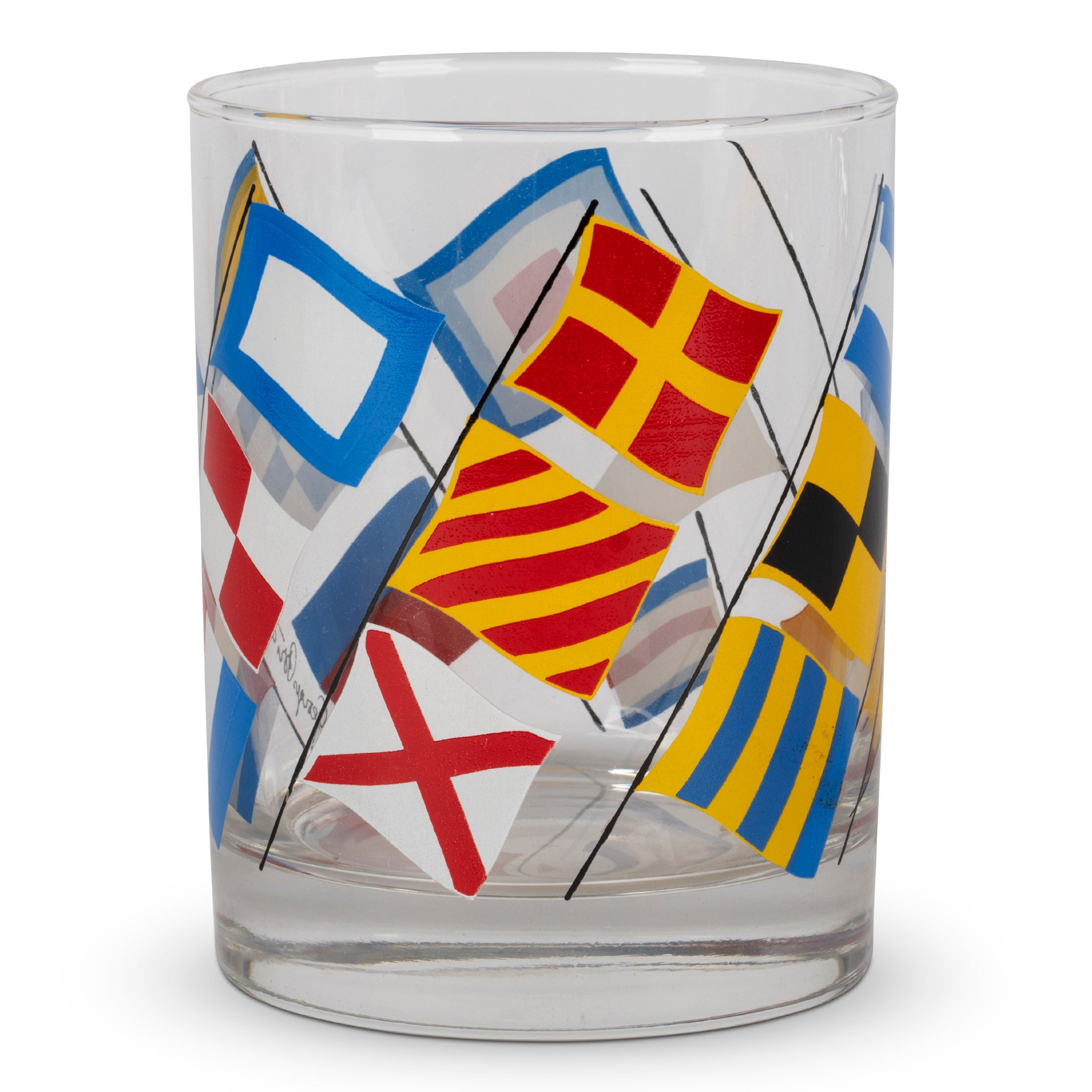 Georges Briard Nautical Signal Flags Double Old Fashioned Glass Set