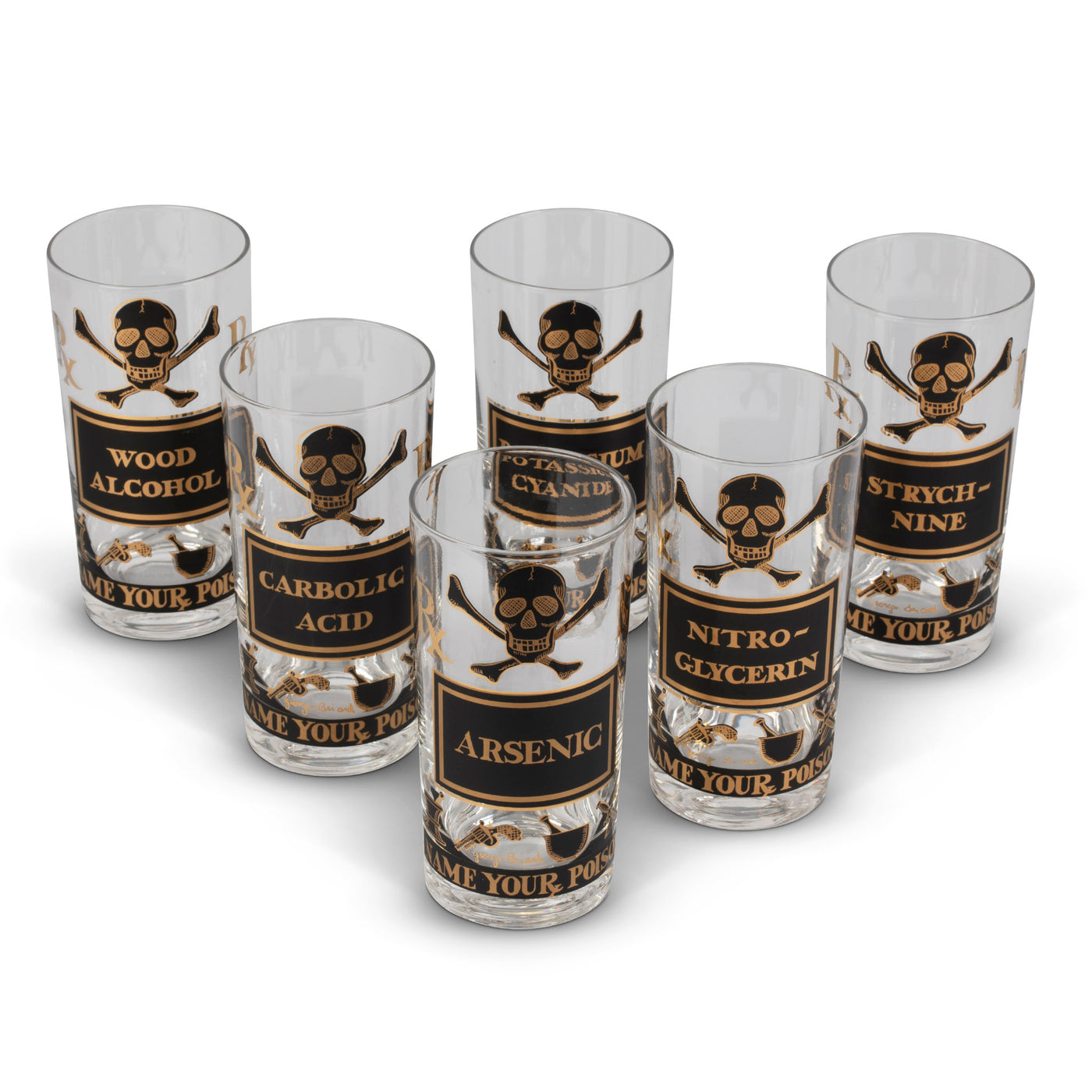 Georges Briard Name Your Poison Highball Glass Set Georges briard name your poison highball glass set