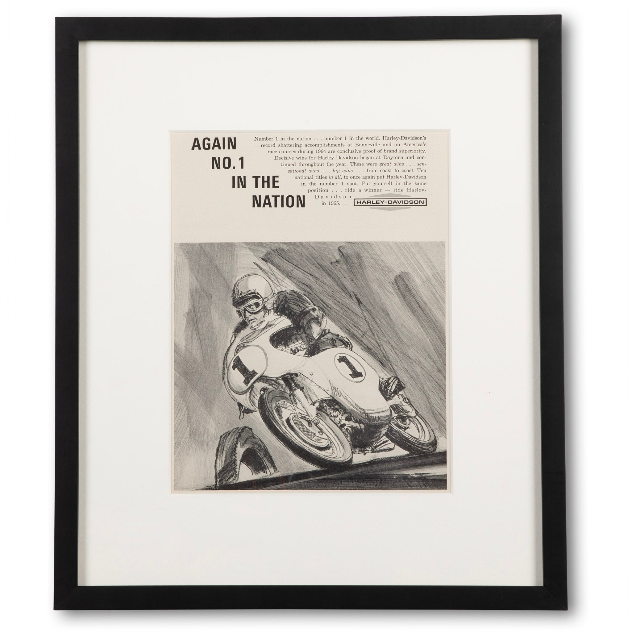 Framed 1965 Harley-Davidson Again No. 1 in the Nation Advertisement