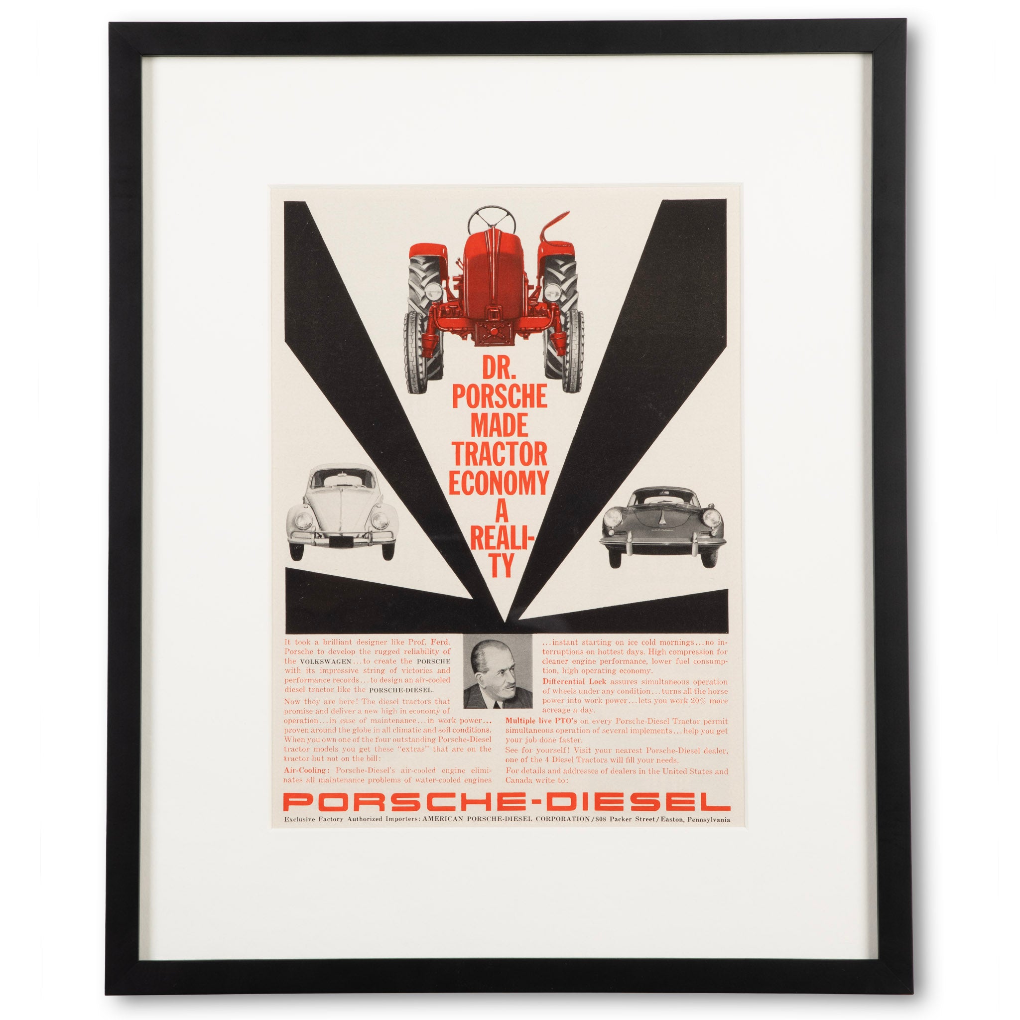 Framed 1960s Porsche-Diesel Tractor Advertisement