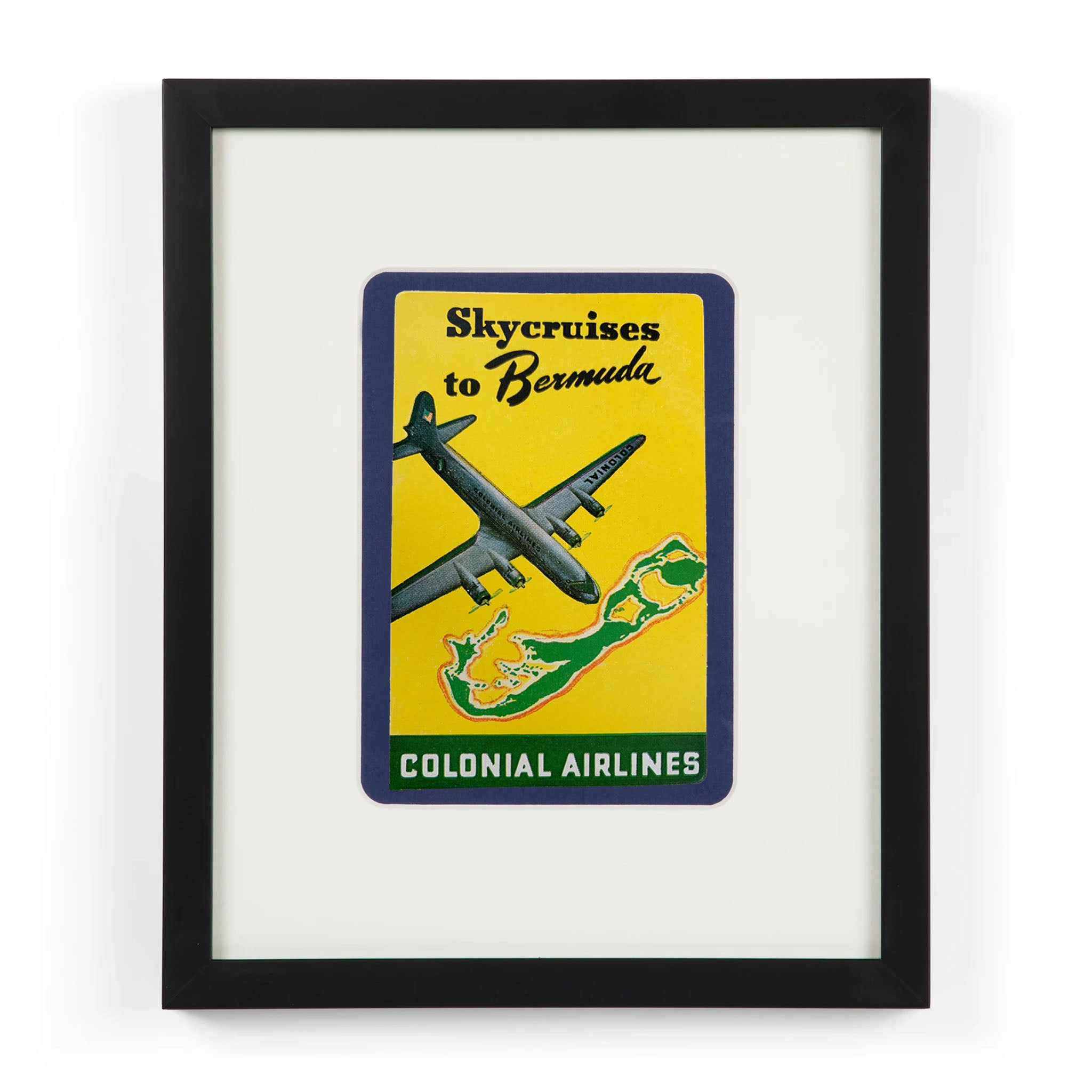 Framed Vintage Skycruises to Bermuda Luggage Label