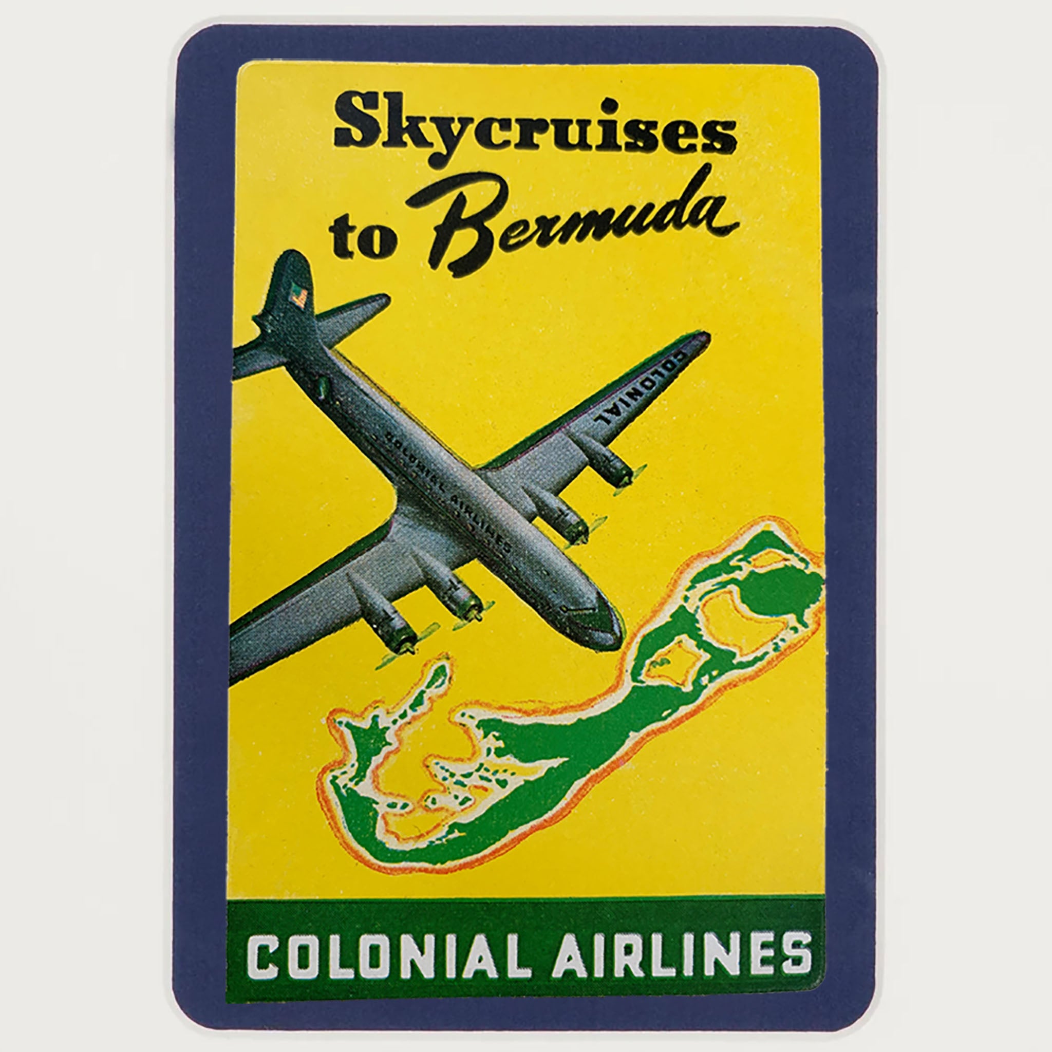 Framed Vintage Skycruises to Bermuda Luggage Label