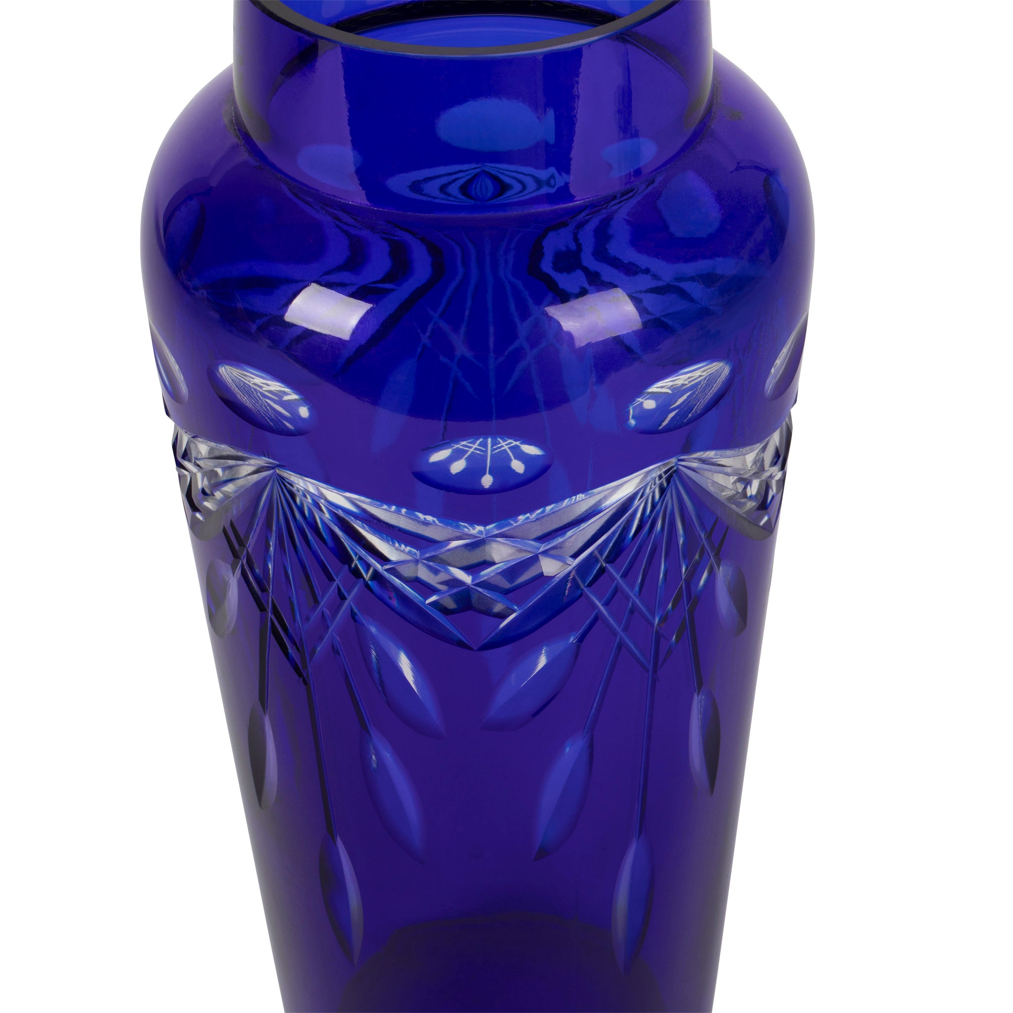 Art Deco Cobalt Blue Cut Glass Cocktail Shaker