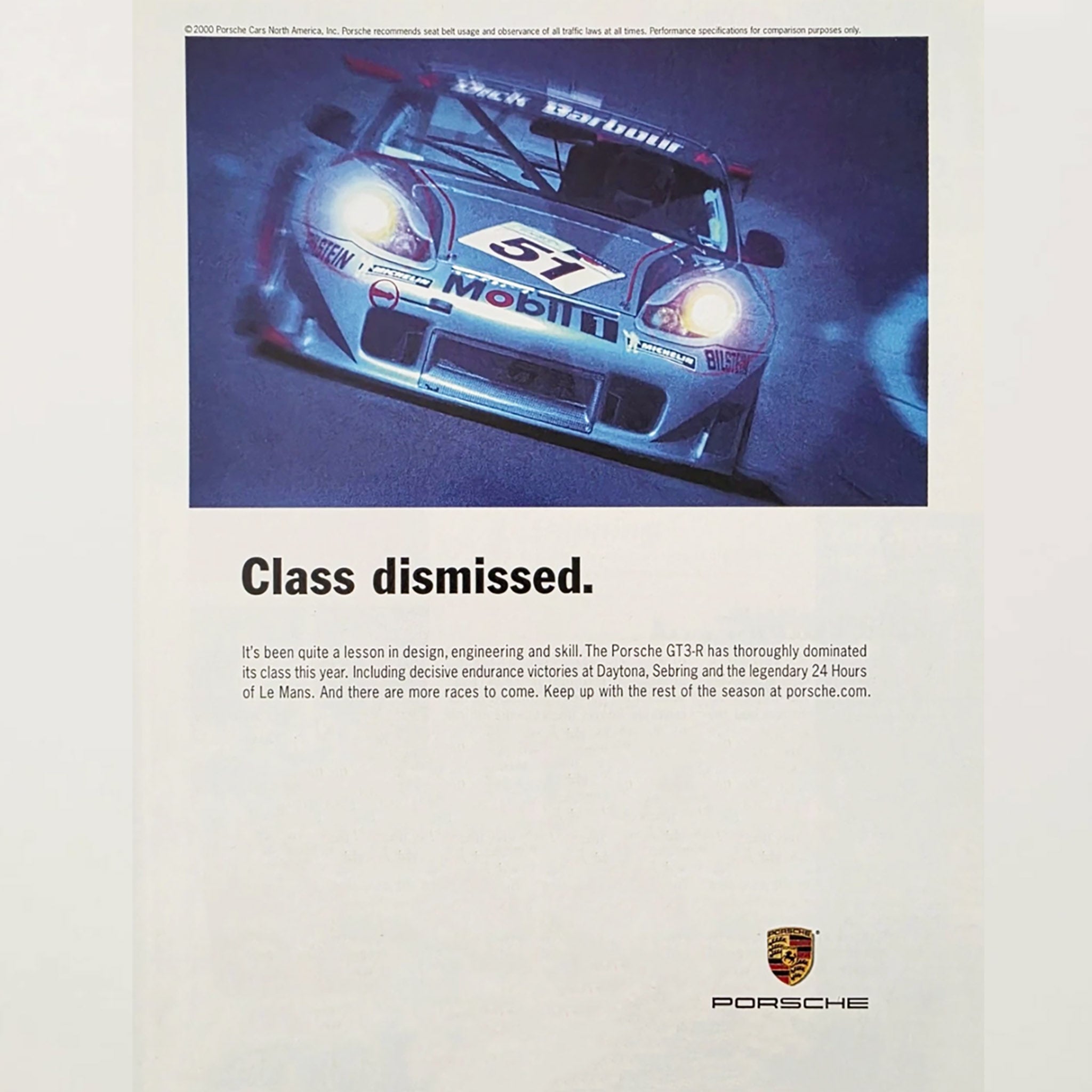Framed Porsche GT3 Turbo 'Class Dismissed' Advertisement