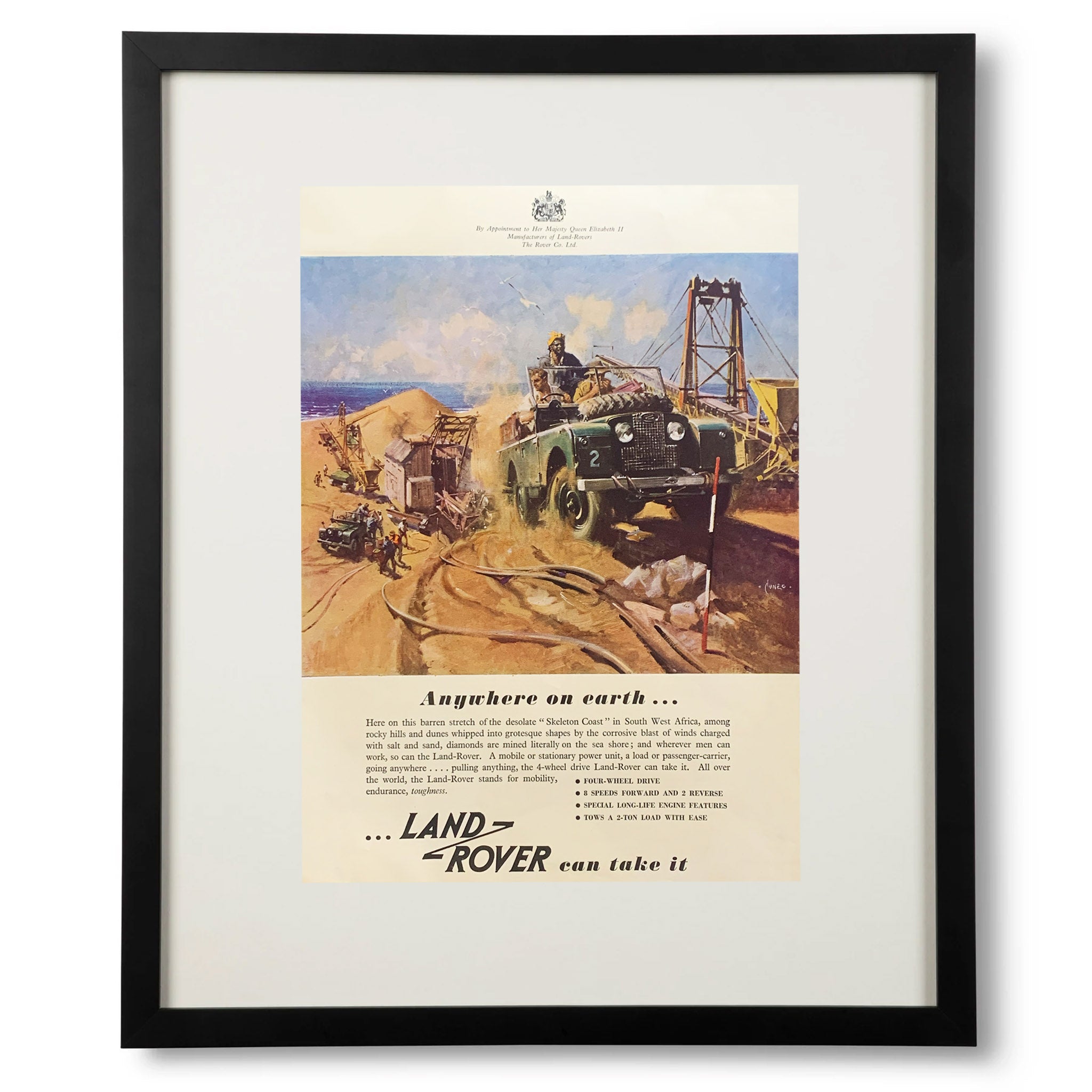 Framed Land-Rover Any Where on Earth Advertisement