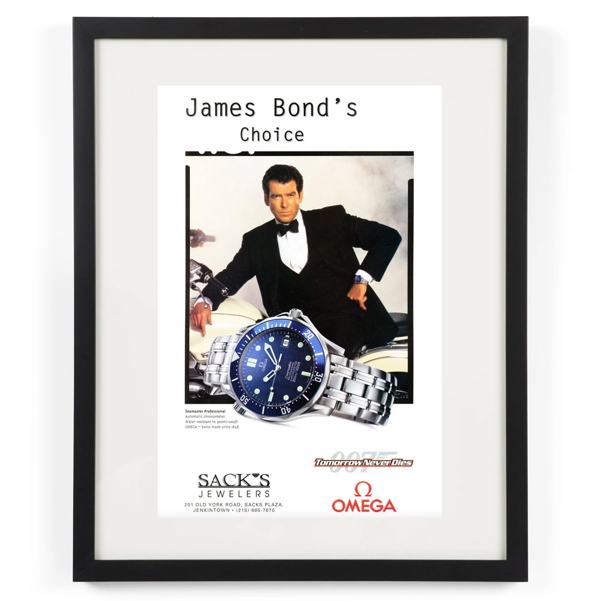 Framed James Bond Omega Seamaster Advertisement