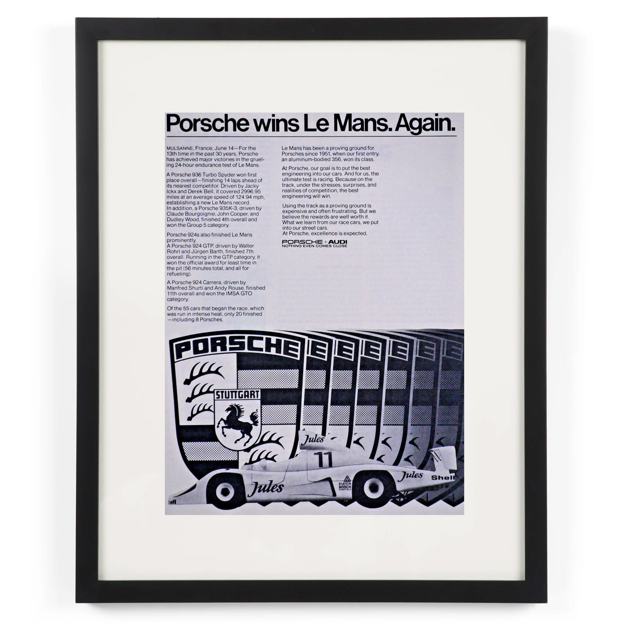 Framed Porsche Wins Le Mans Advertisement
