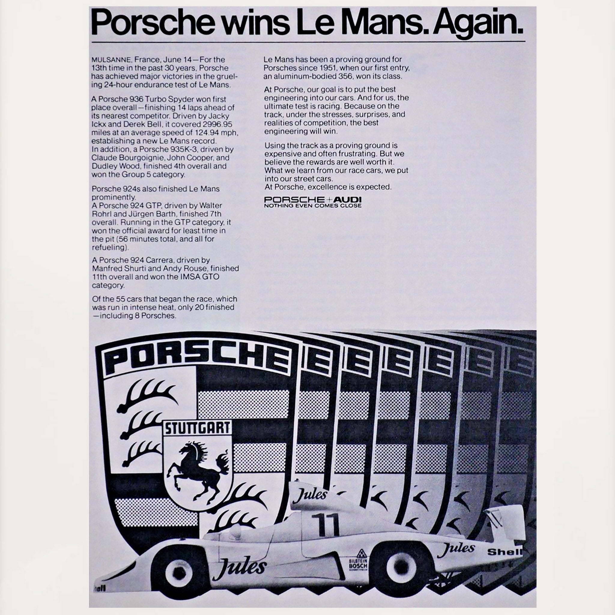 Framed Porsche Wins Le Mans Advertisement