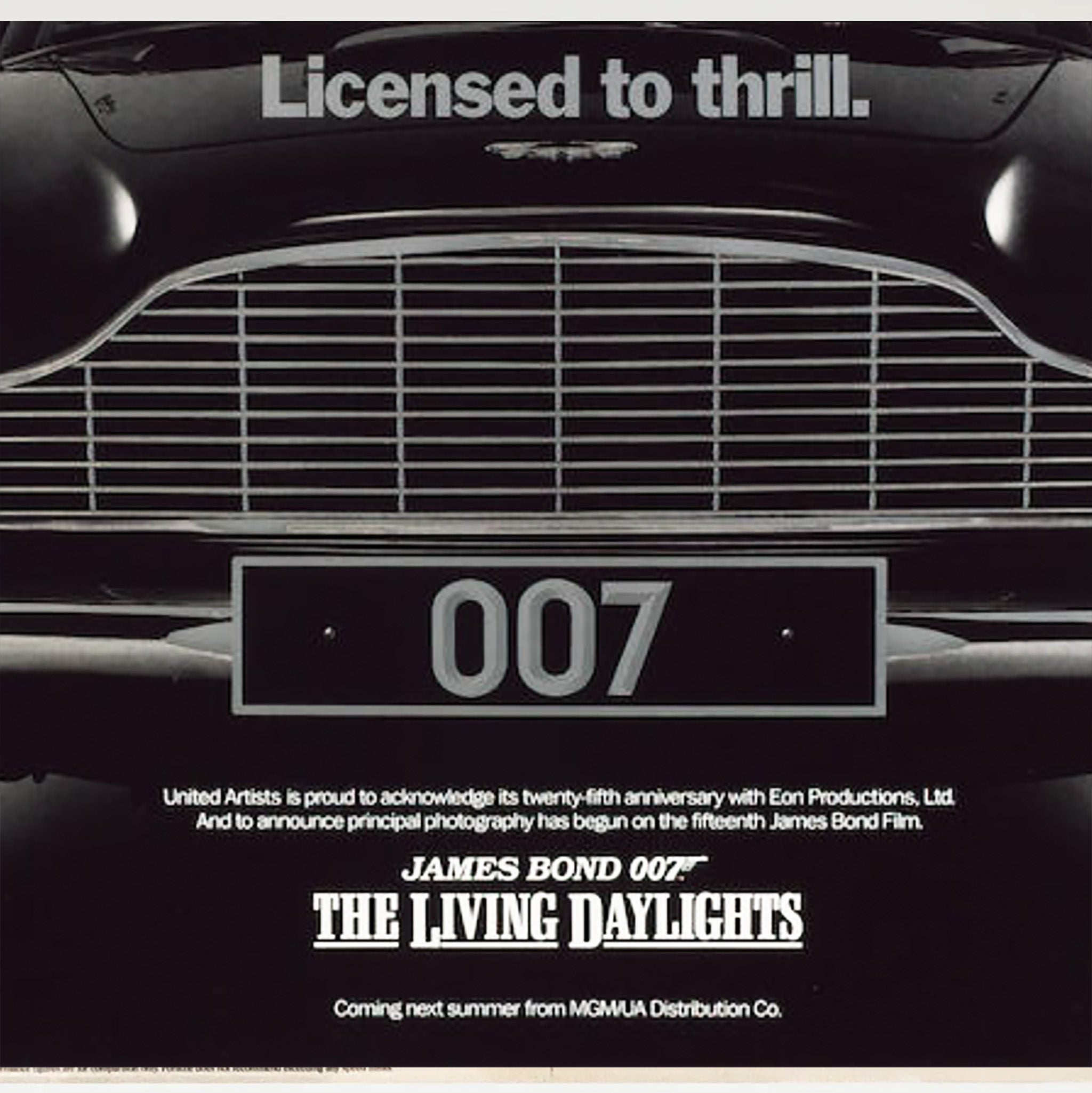 Framed Aston Martin 007 James Bond 'the Living Daylights' Original Poster