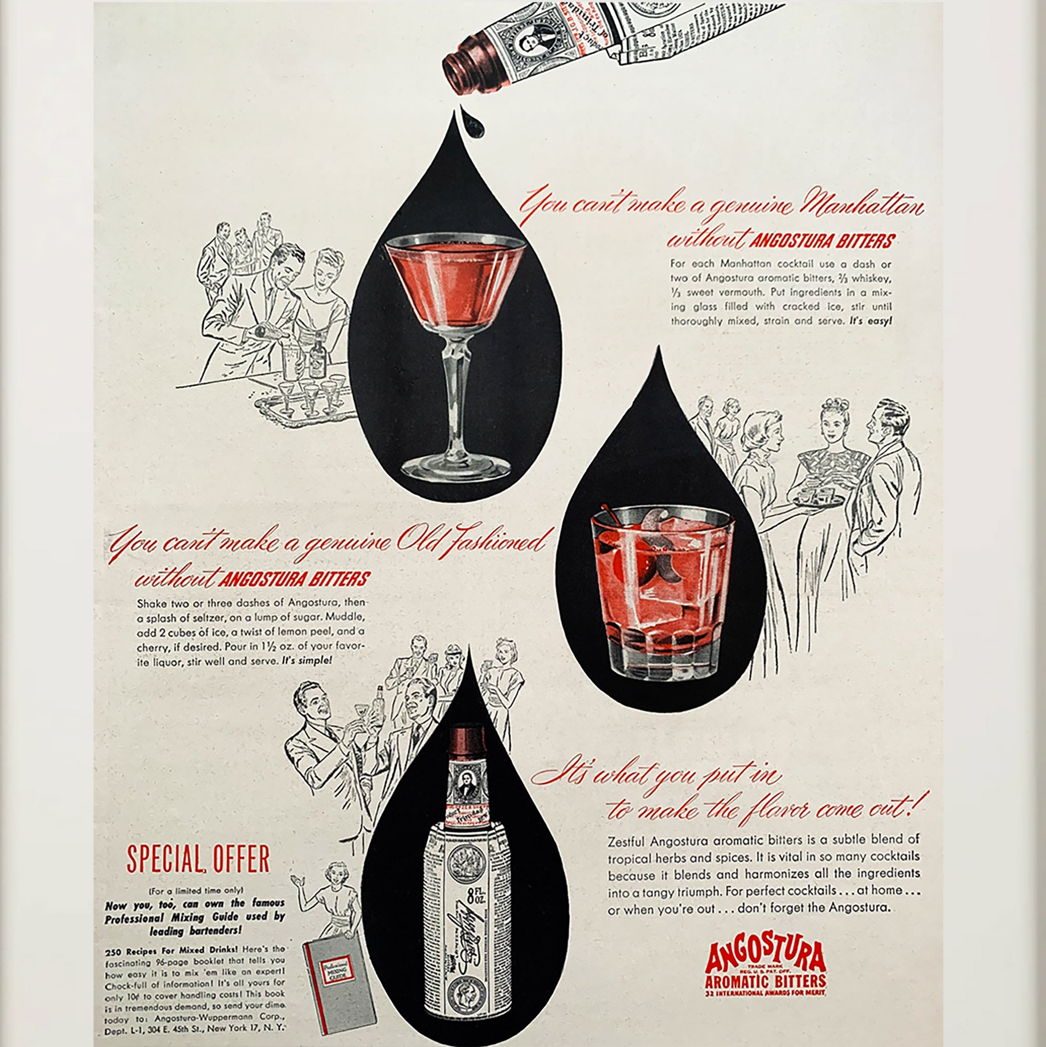 Framed Angostura Bitters Cocktail Advertisement
