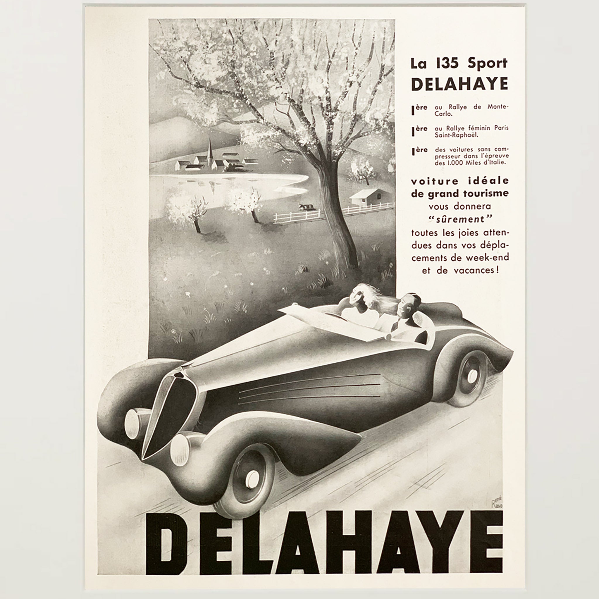 Framed Art Deco Delahaye Geo Ham Ad