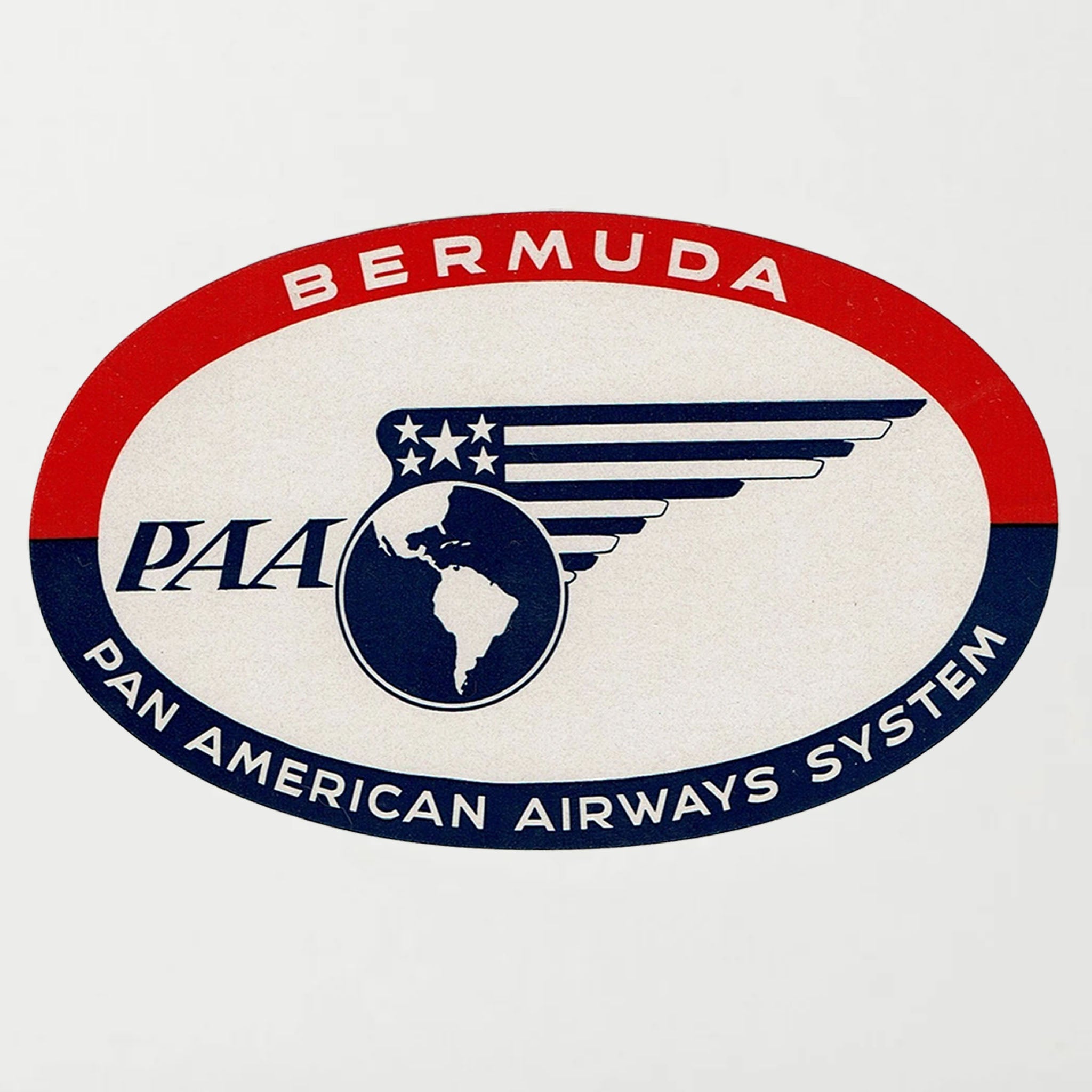 Framed Midcentury Pan American Airlines Bermuda Luggage Label