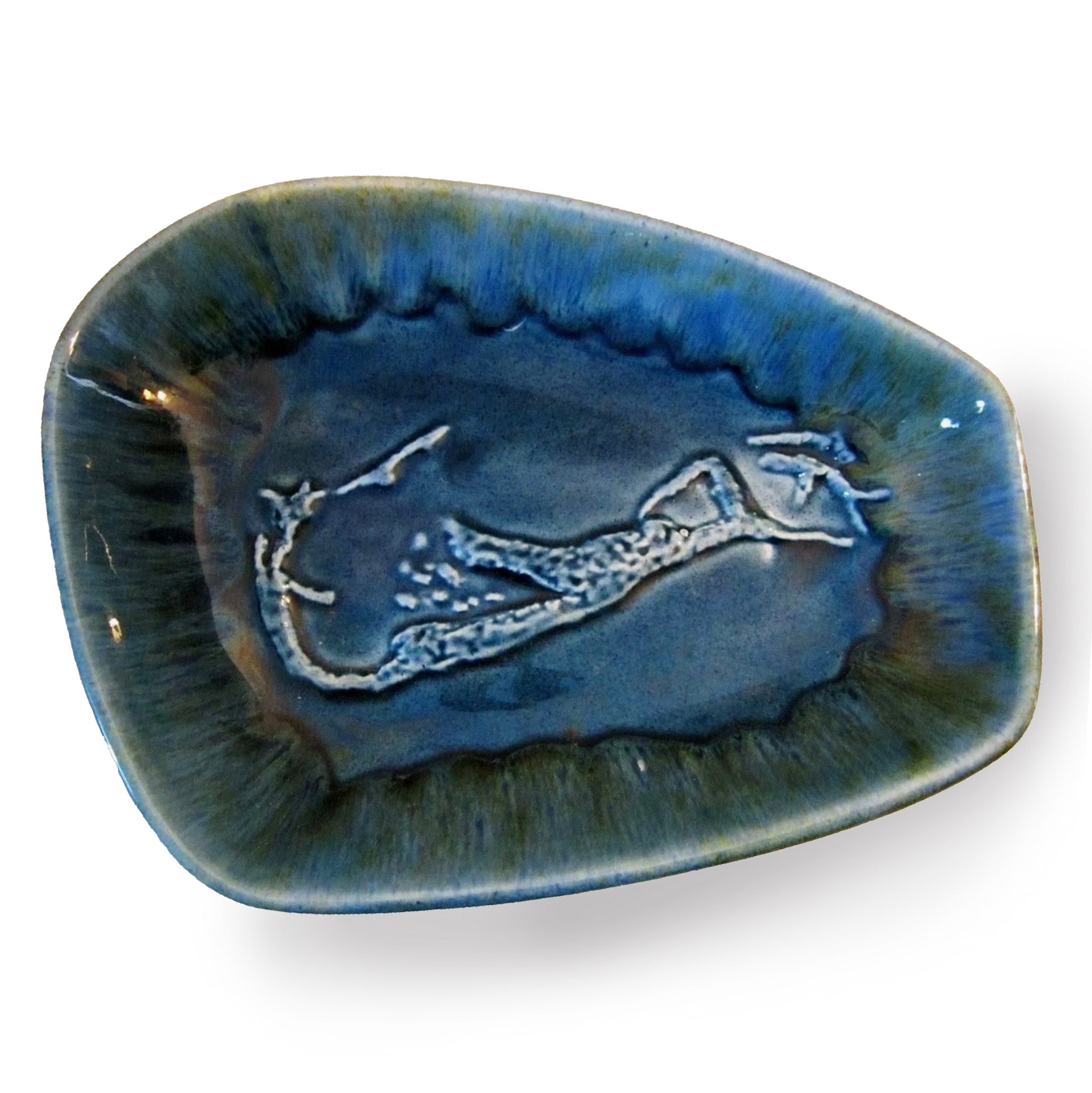 Vintage Turquoise Bermuda Map Ashtray / Catchall