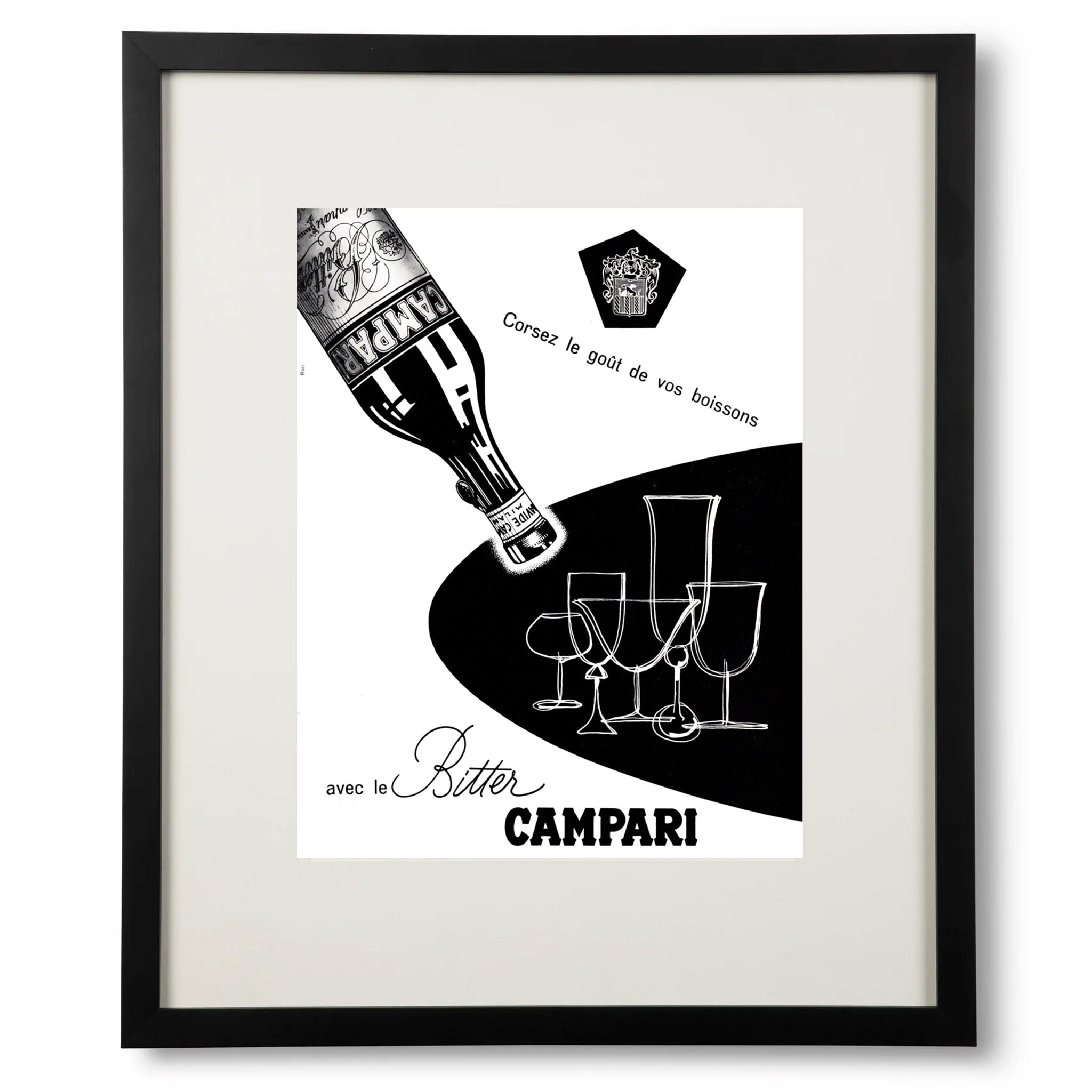 Framed Midcentury Bitter Campari French Advertisement