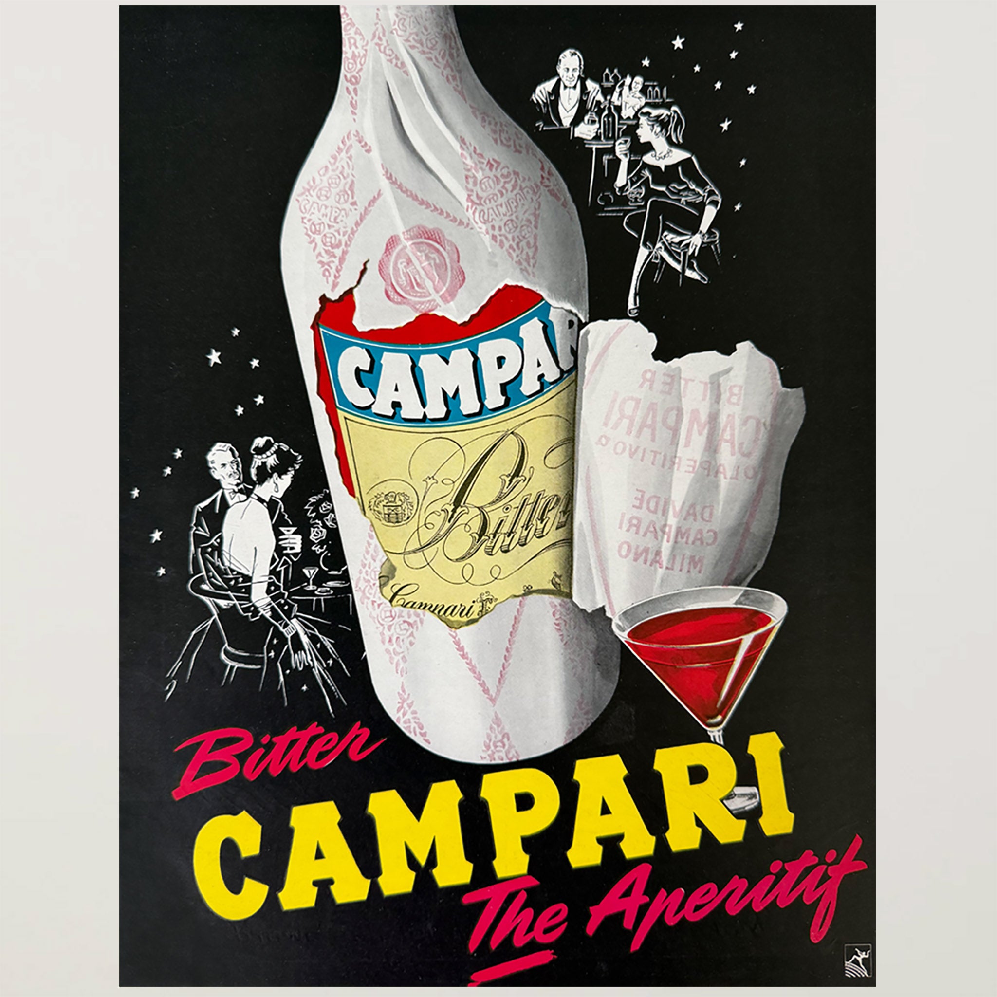 Framed Midcentury Bitter Campari the Aperitif Ad