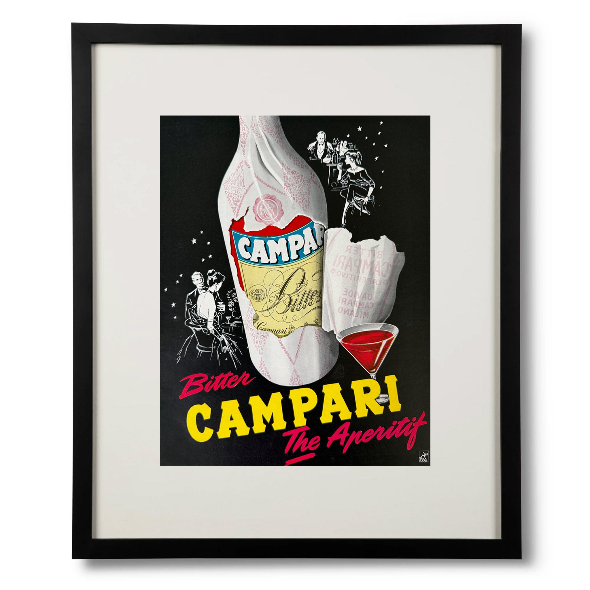 Framed Midcentury Bitter Campari the Aperitif Ad