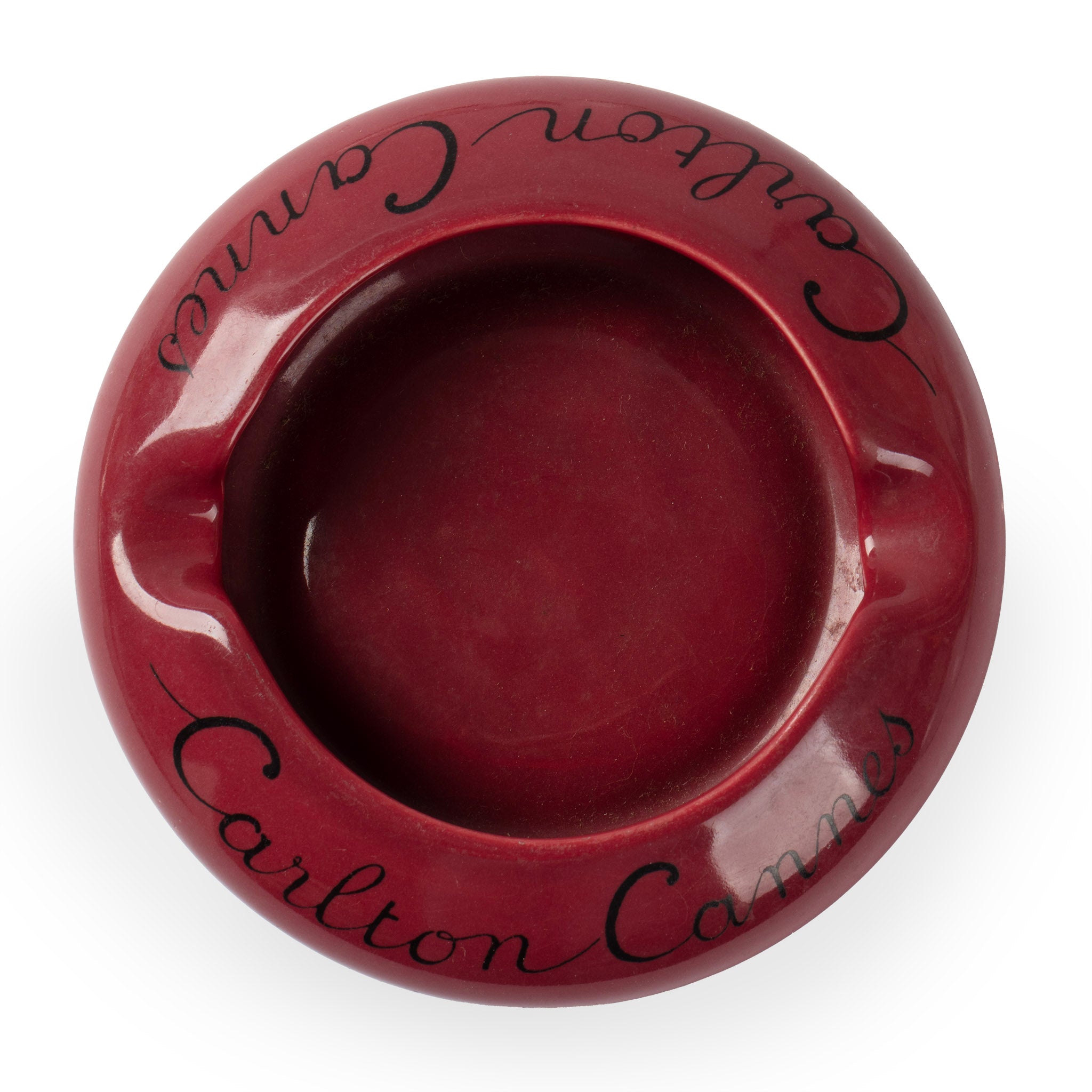 Vintage Carlton Cannes Hotel Burgundy Ashtray & Catchall Dish