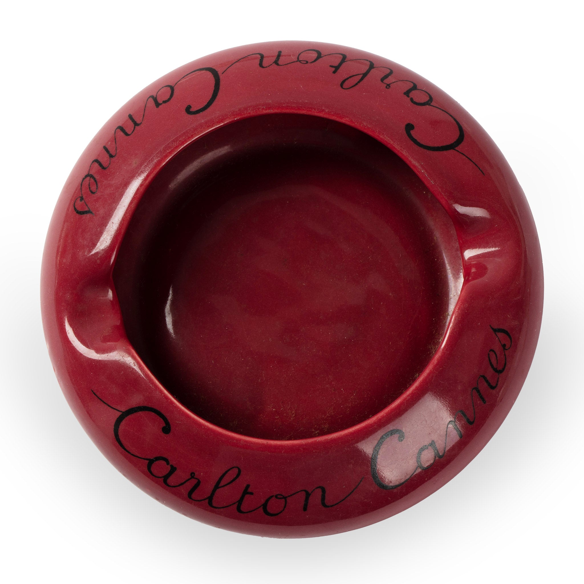 Vintage Carlton Cannes Hotel Burgundy Ashtray & Catchall Dish