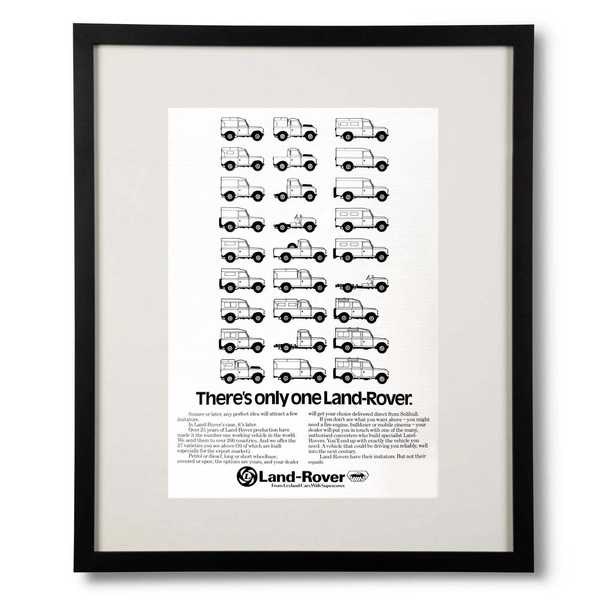 Framed Vintage Land Rover Advertisement – “There’s Only One Land-Rover”