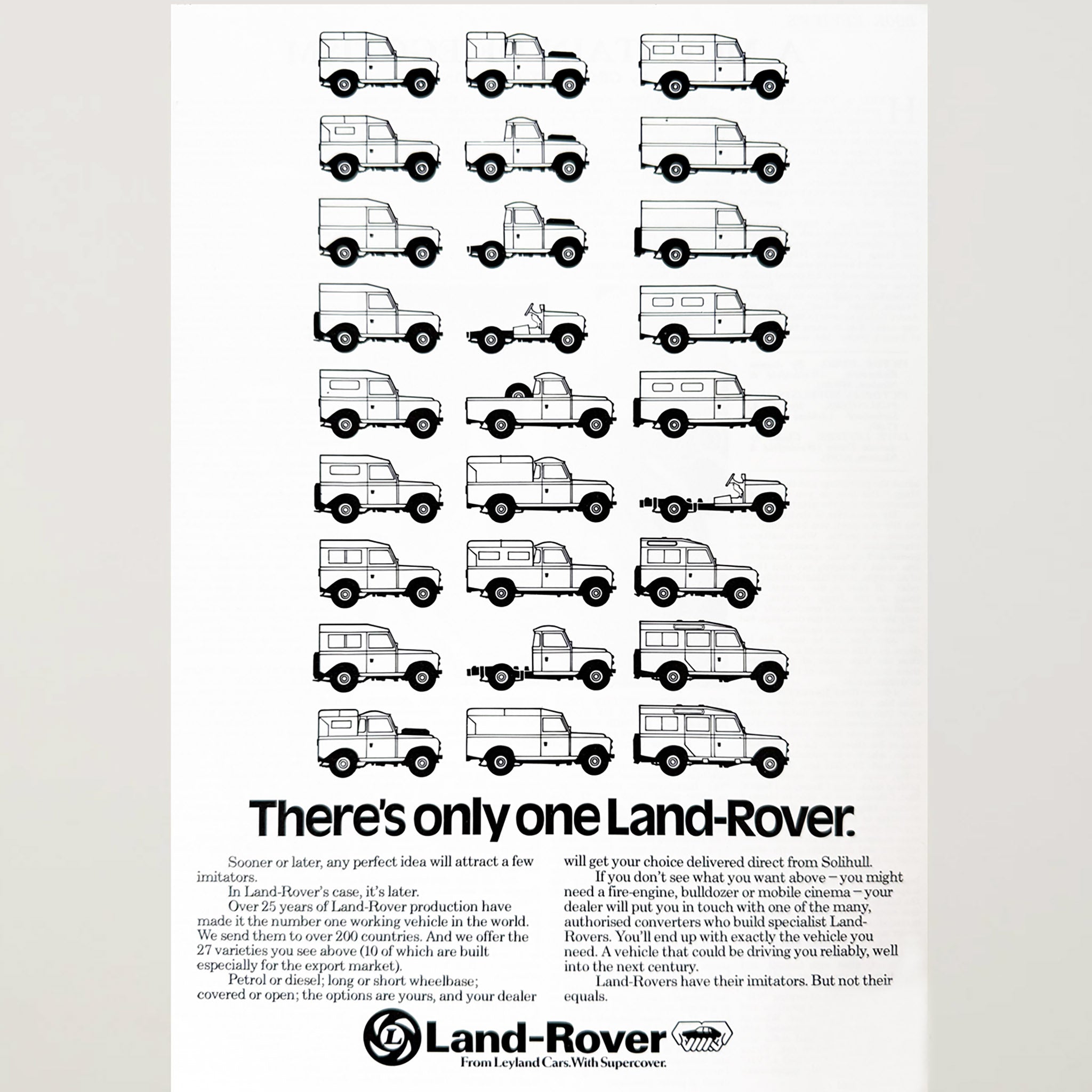 Framed Vintage Land Rover Advertisement – “There’s Only One Land-Rover”