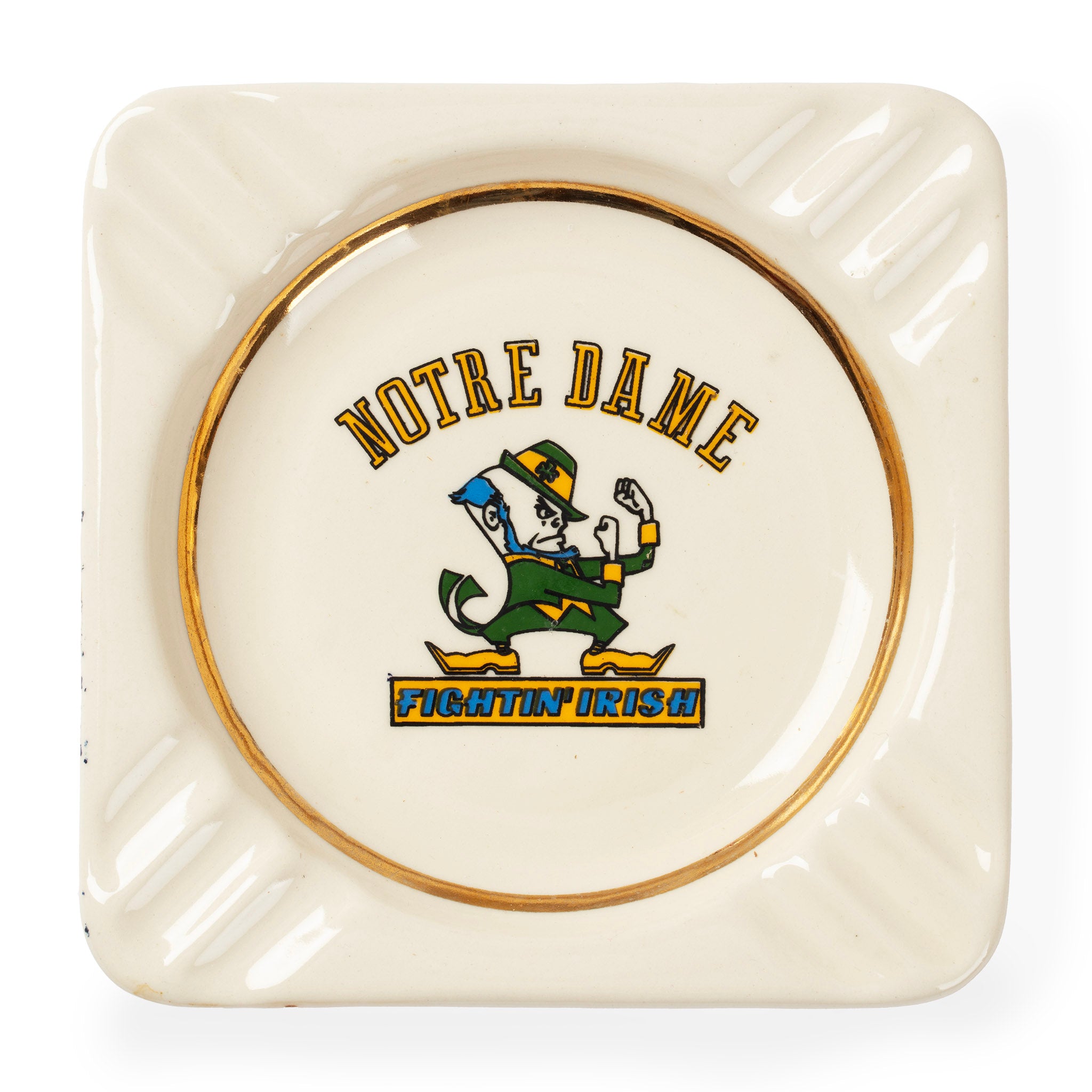 Vintage University of Notre Dame Fighting Irish Ceramic Ashtray