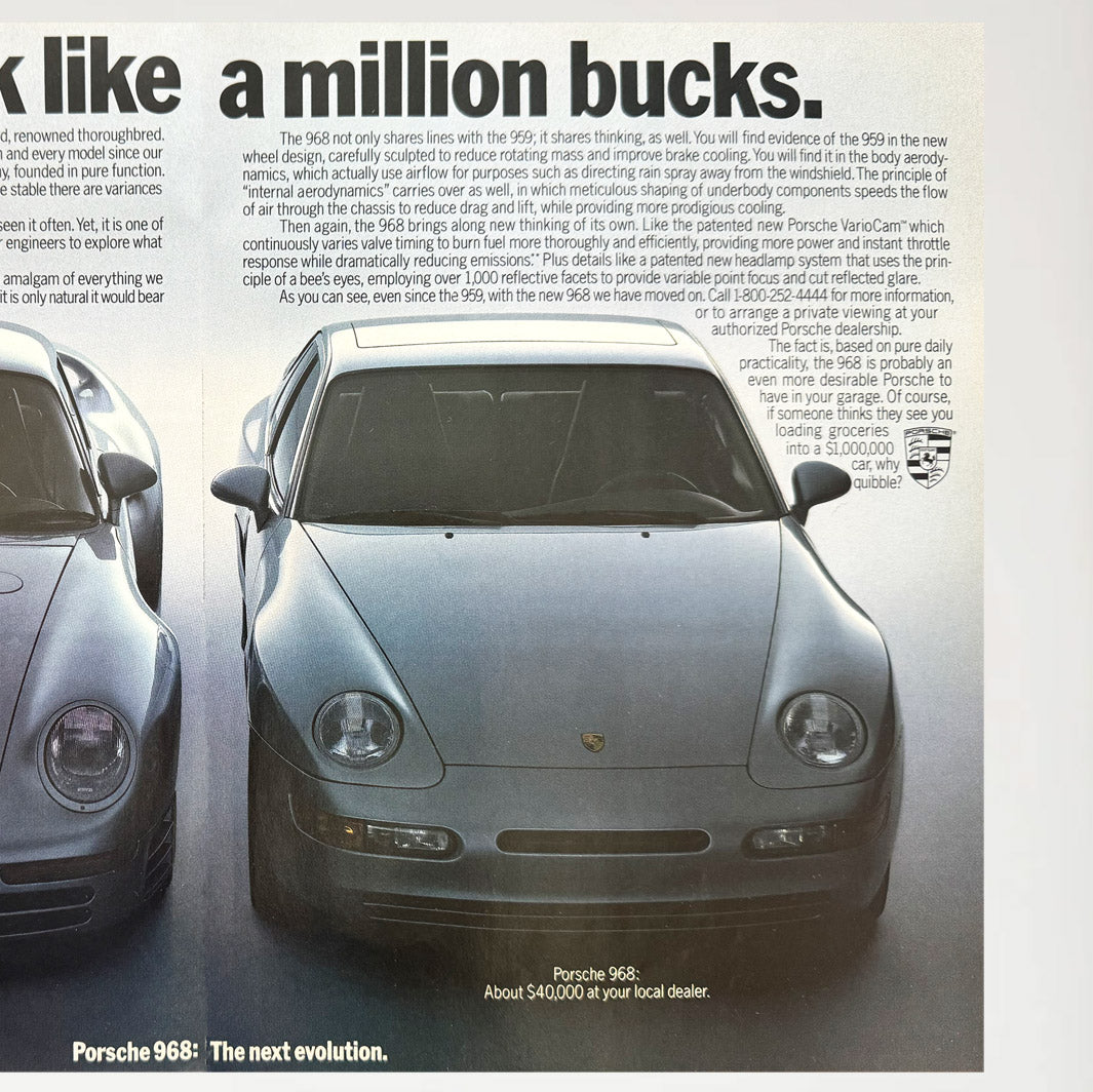 Framed Porsche 959 How to Look Like a Million Bucks Advertisement