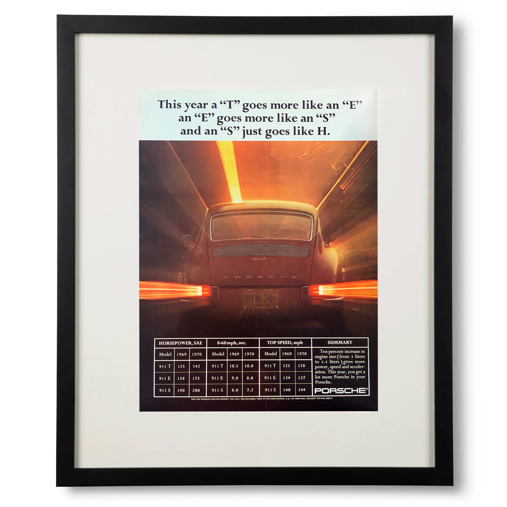 Framed Porsche 911 T Advertisement