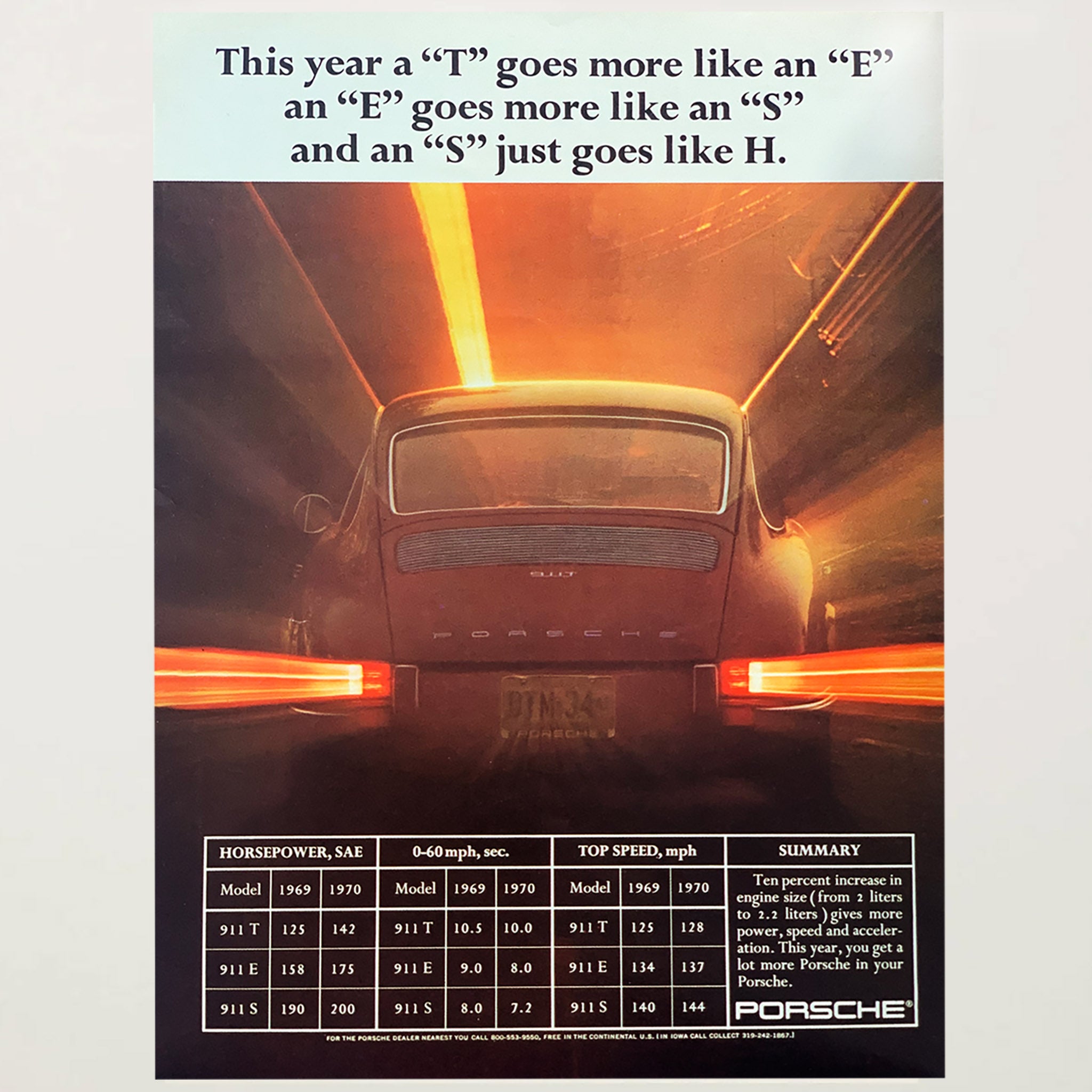 Framed Porsche 911 T Advertisement
