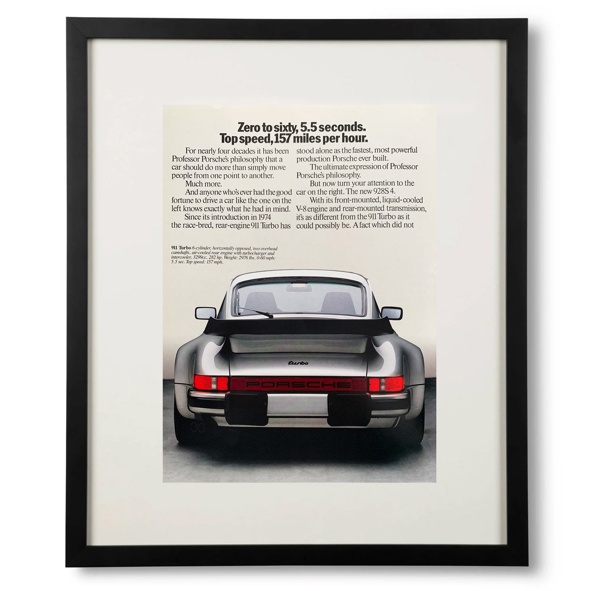 Framed Porsche 911 Turbo Advertisement