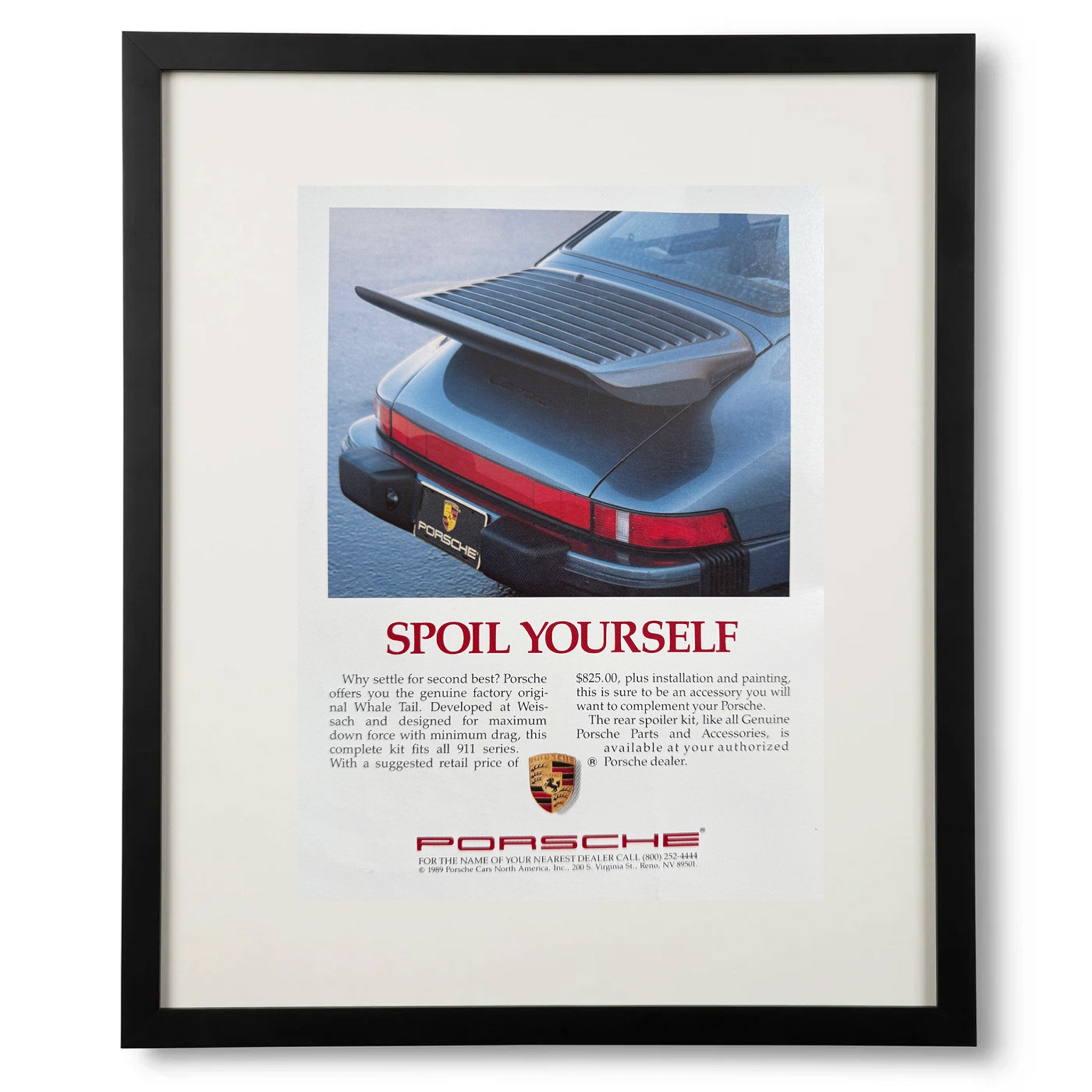 Framed Porsche 911 Carrera "Spoil Yourself" Advertisement