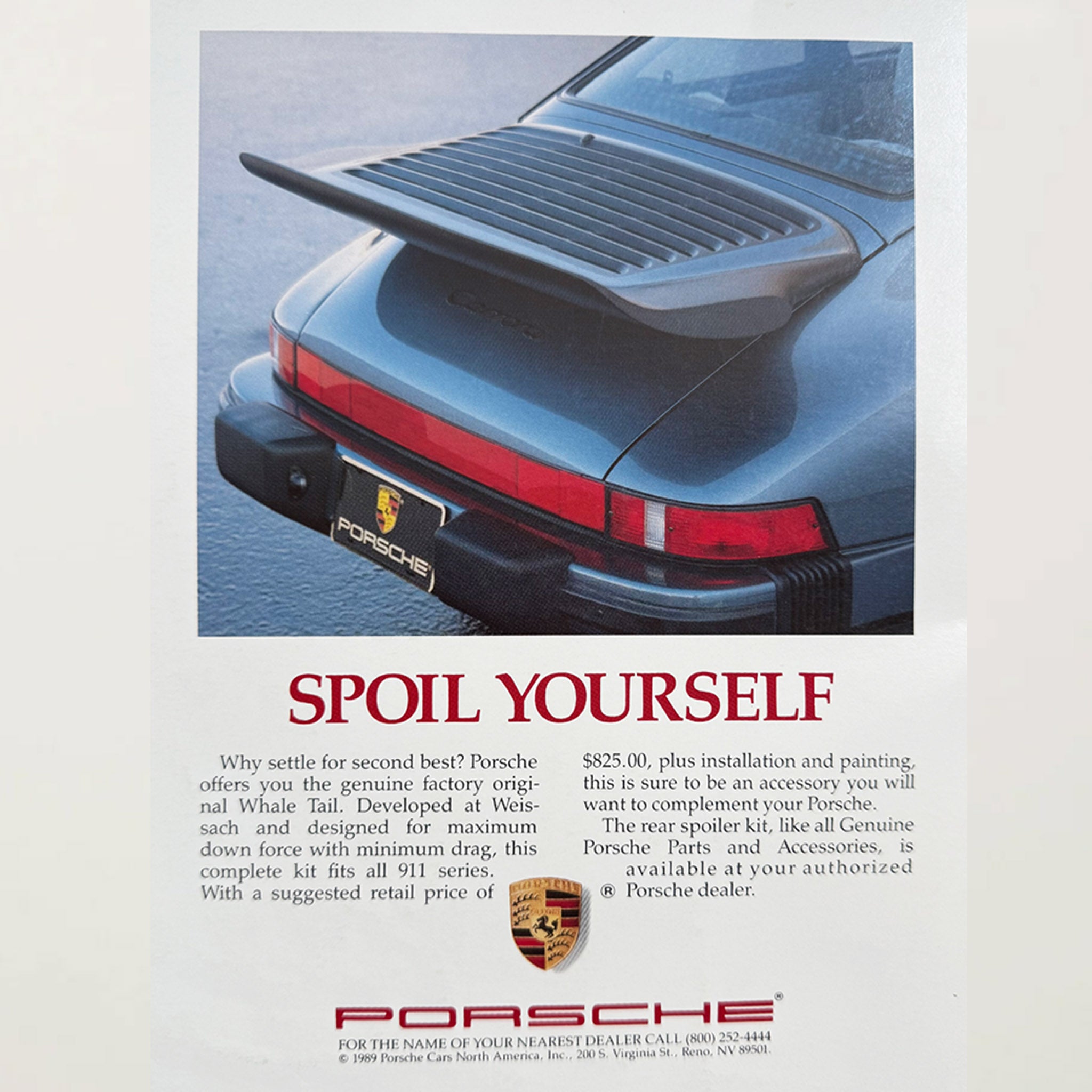 Framed Porsche 911 Carrera "Spoil Yourself" Advertisement