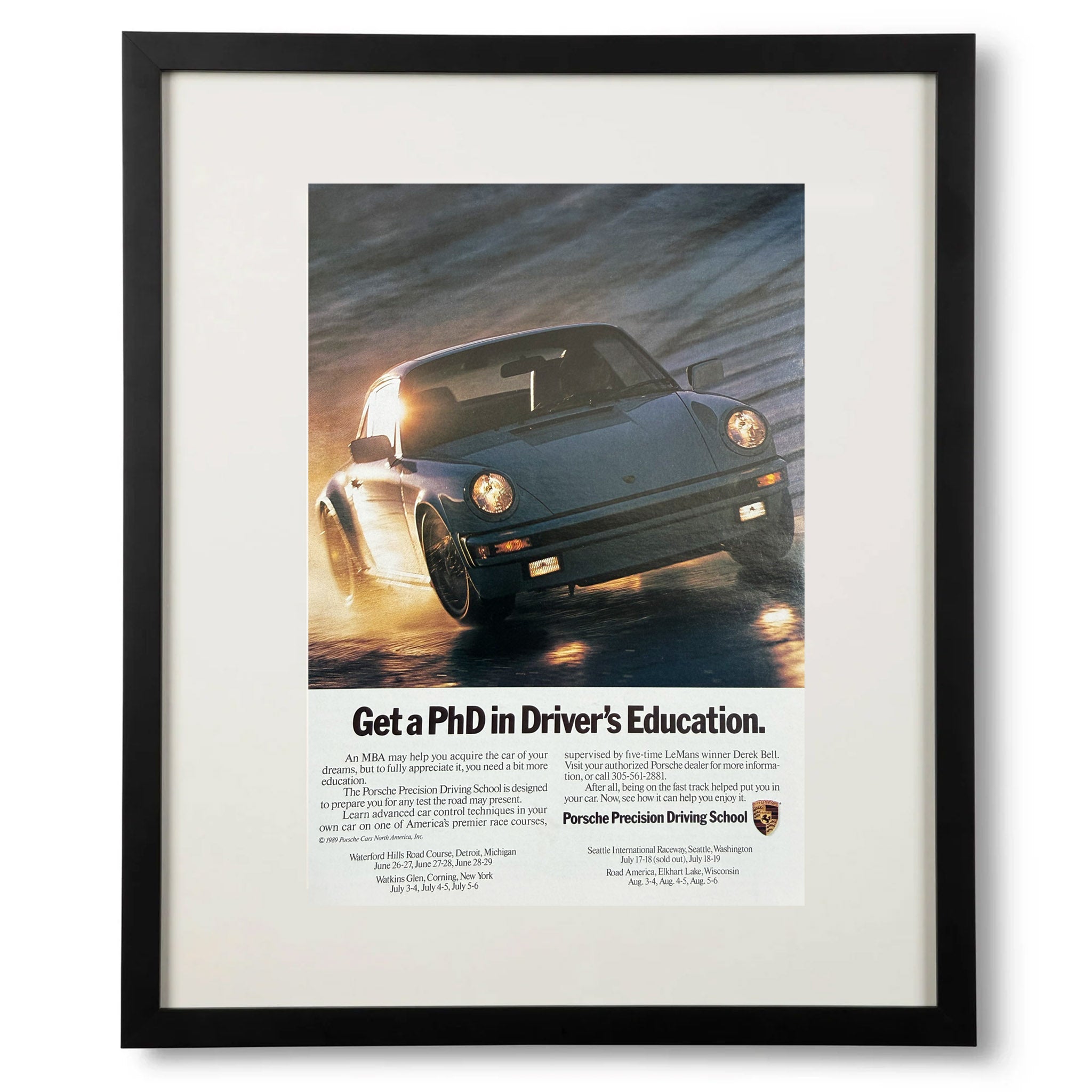 ダイヤモンドブリザード 英語 1枚 Framed Porsche 911 'Get a PhD in Driver's Education' Advertisement