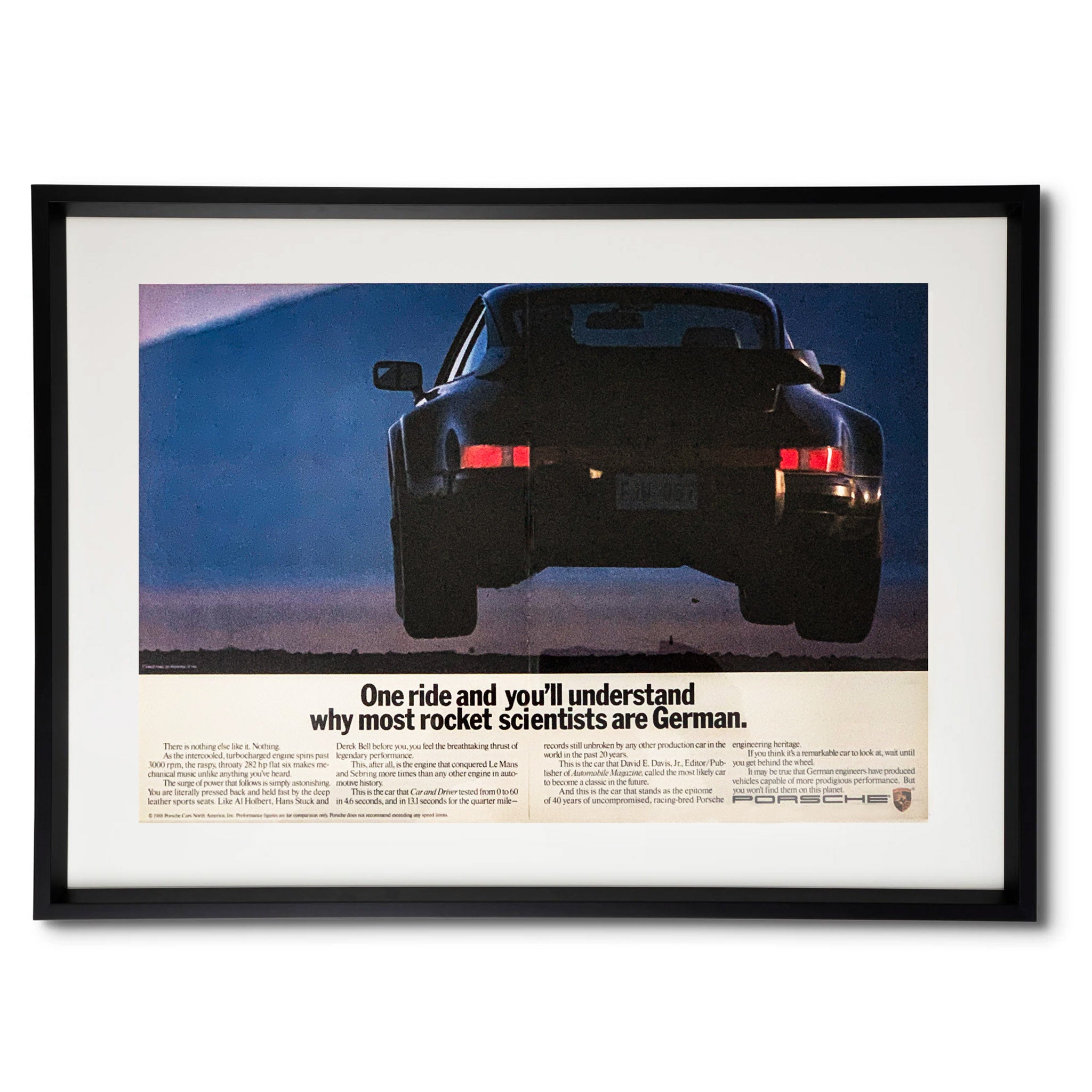 Framed Porsche 930 Turbo Rocket Scientist Advertisement