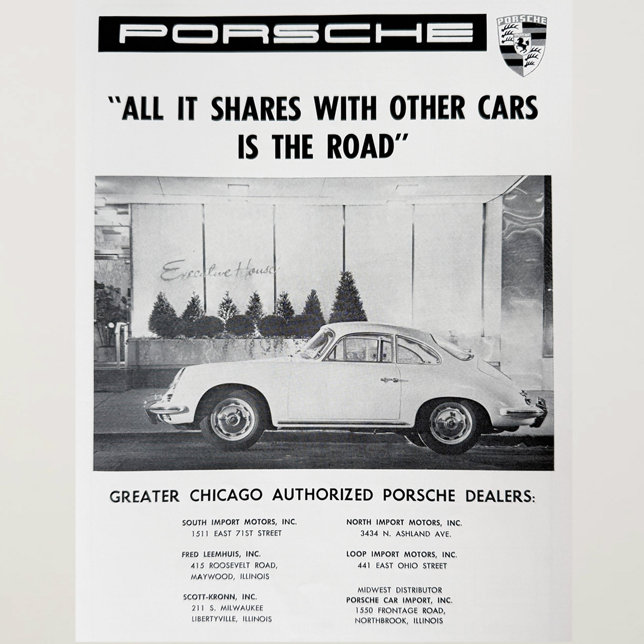 Framed Original 1960s Porsche 356 Advertisement 
