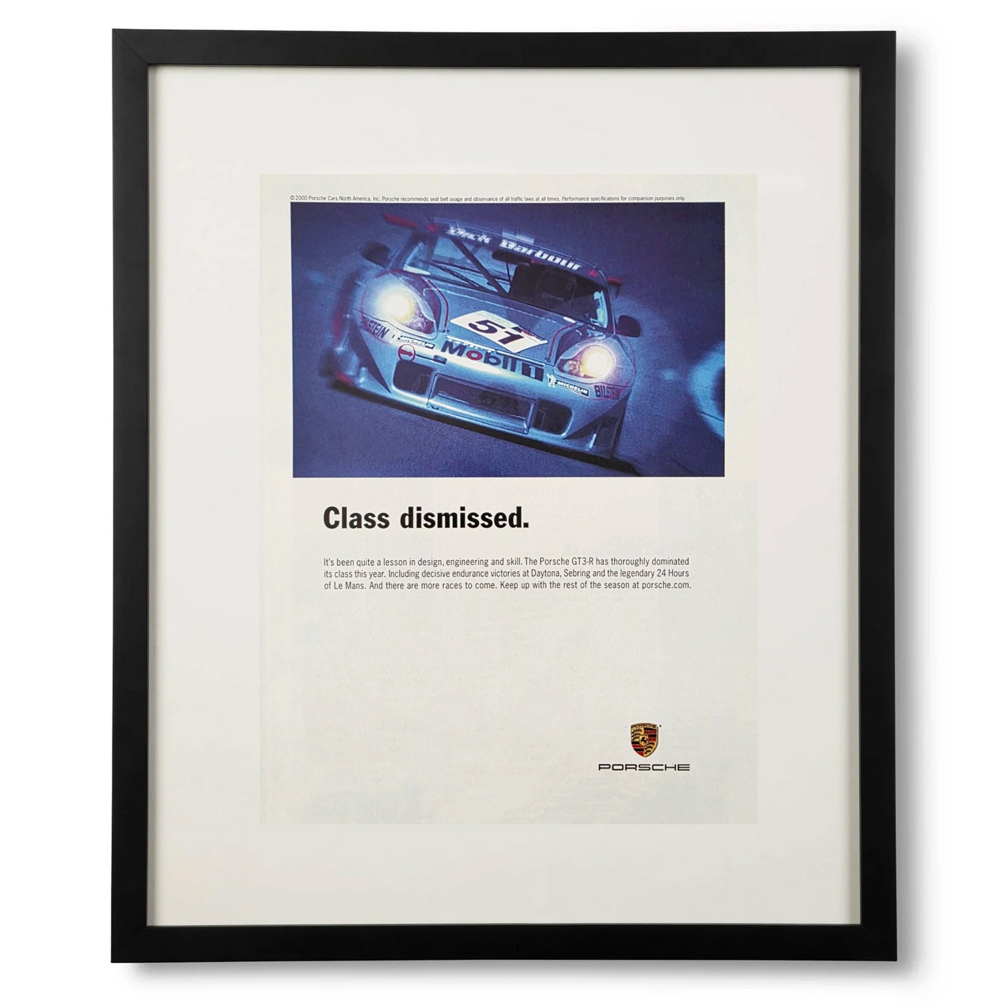 Framed Porsche GT3-R 'Class Dismissed' Advertisement