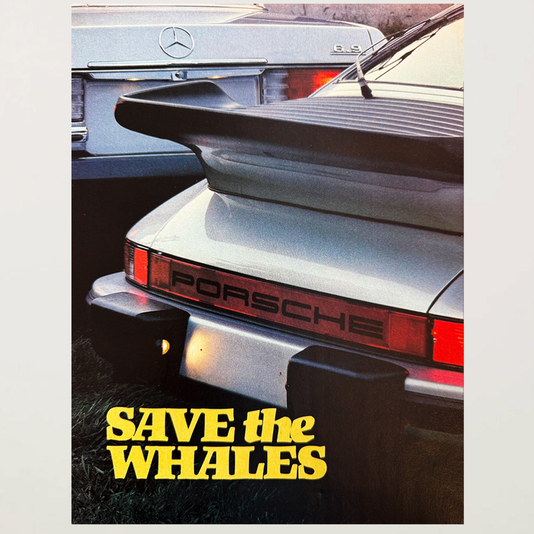 Framed Vintage Porsche "Save the Whales" Advertisement