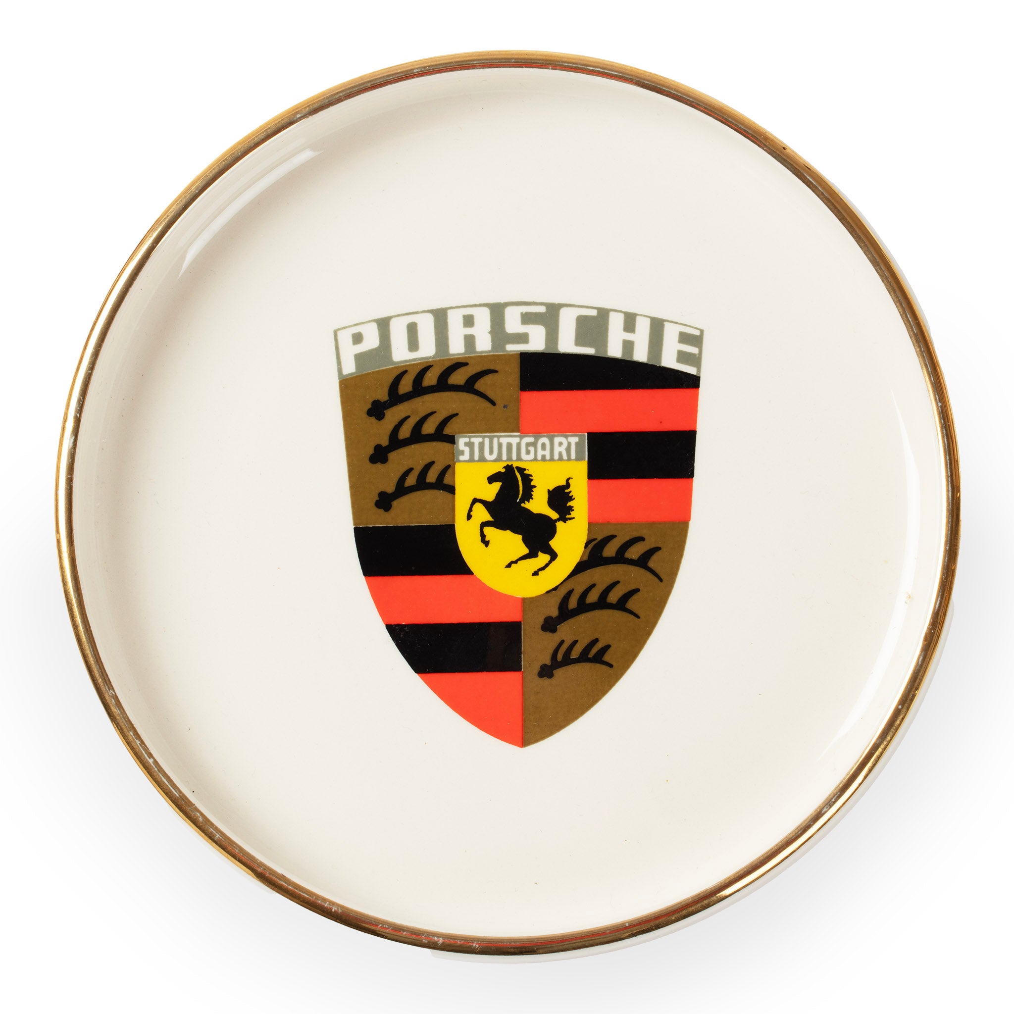 Vintage Porsche Crest Ceramic Ashtray – Large Stuttgart Shield