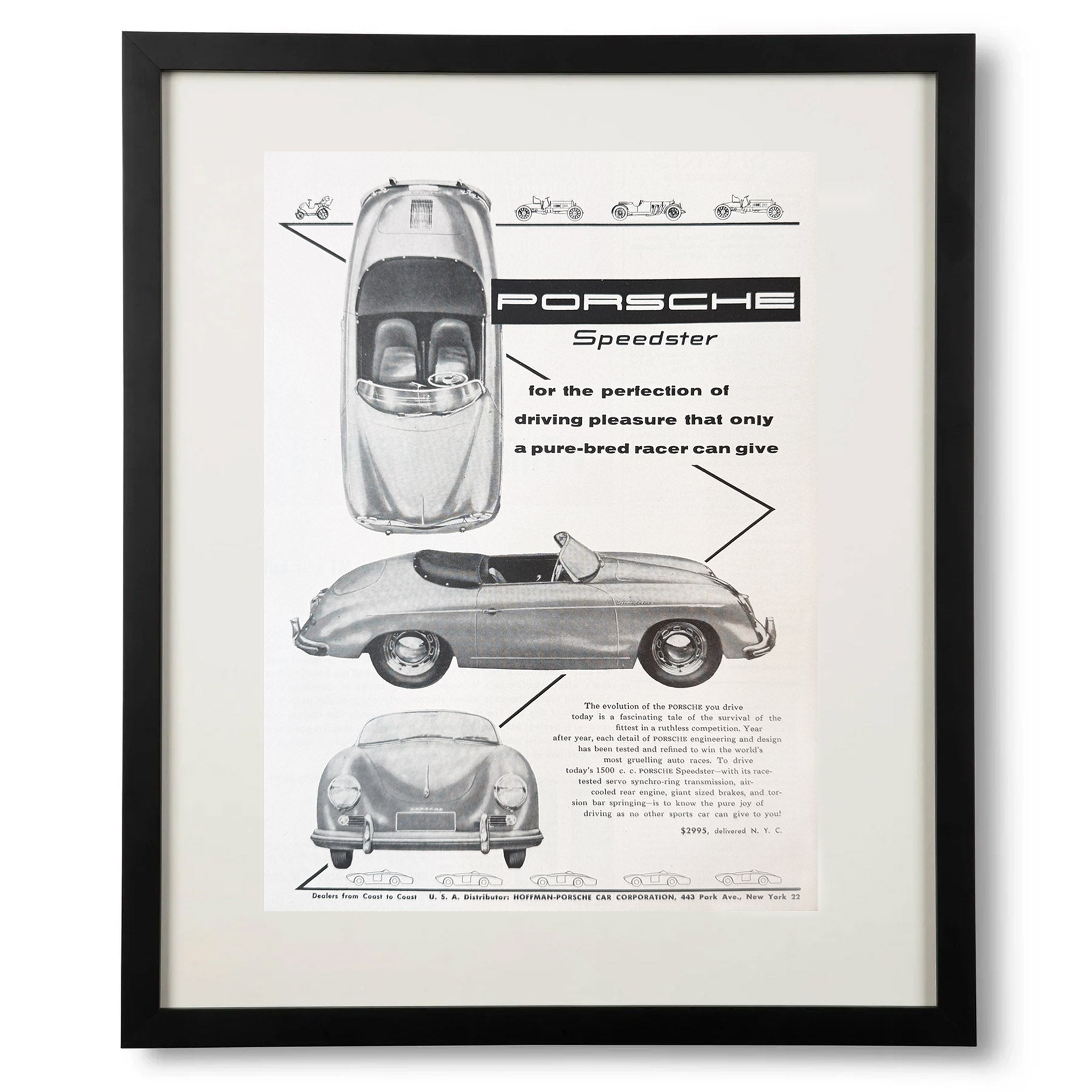 Framed Original Vintage Porsche Speedster Advertisement