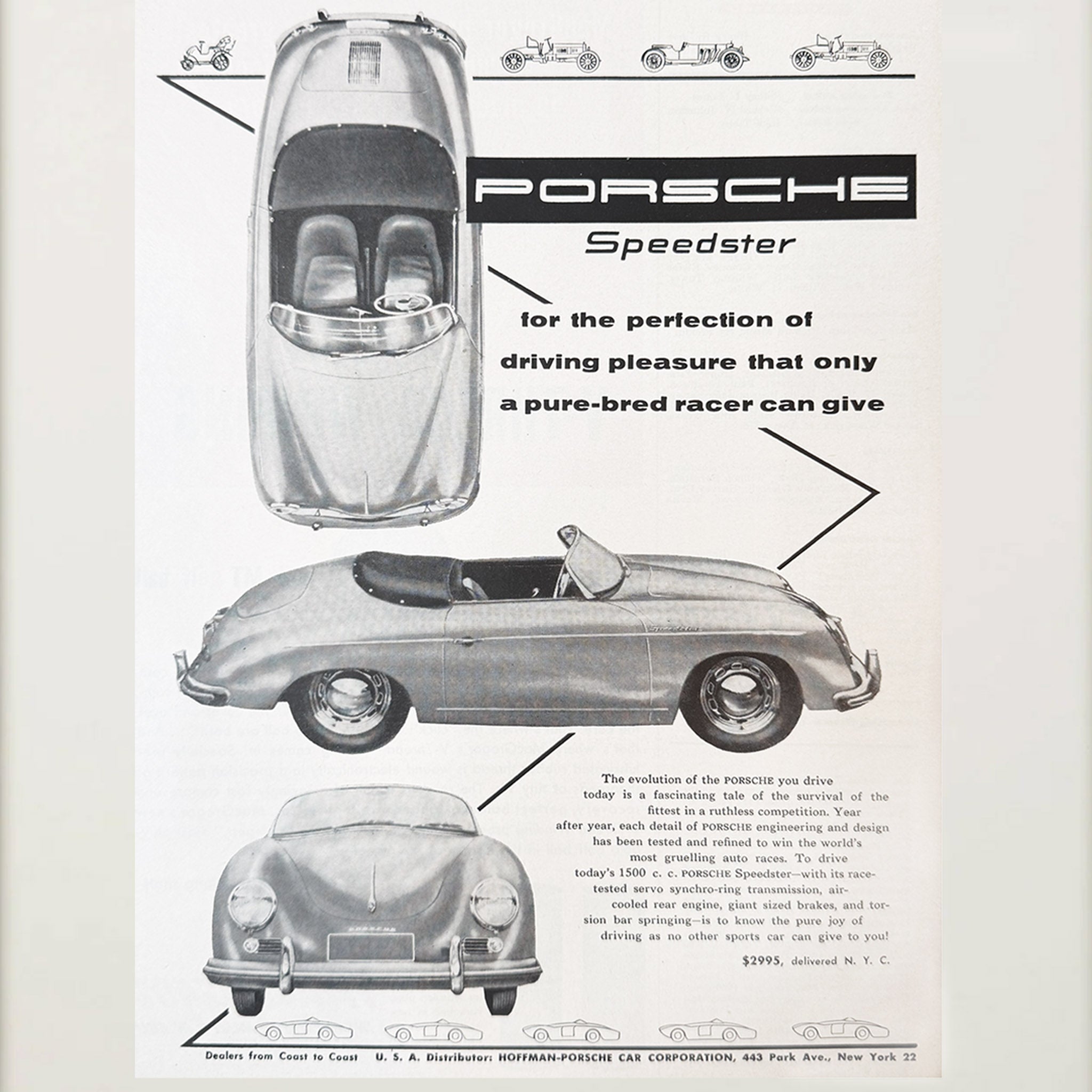 Framed Original Vintage Porsche Speedster Advertisement