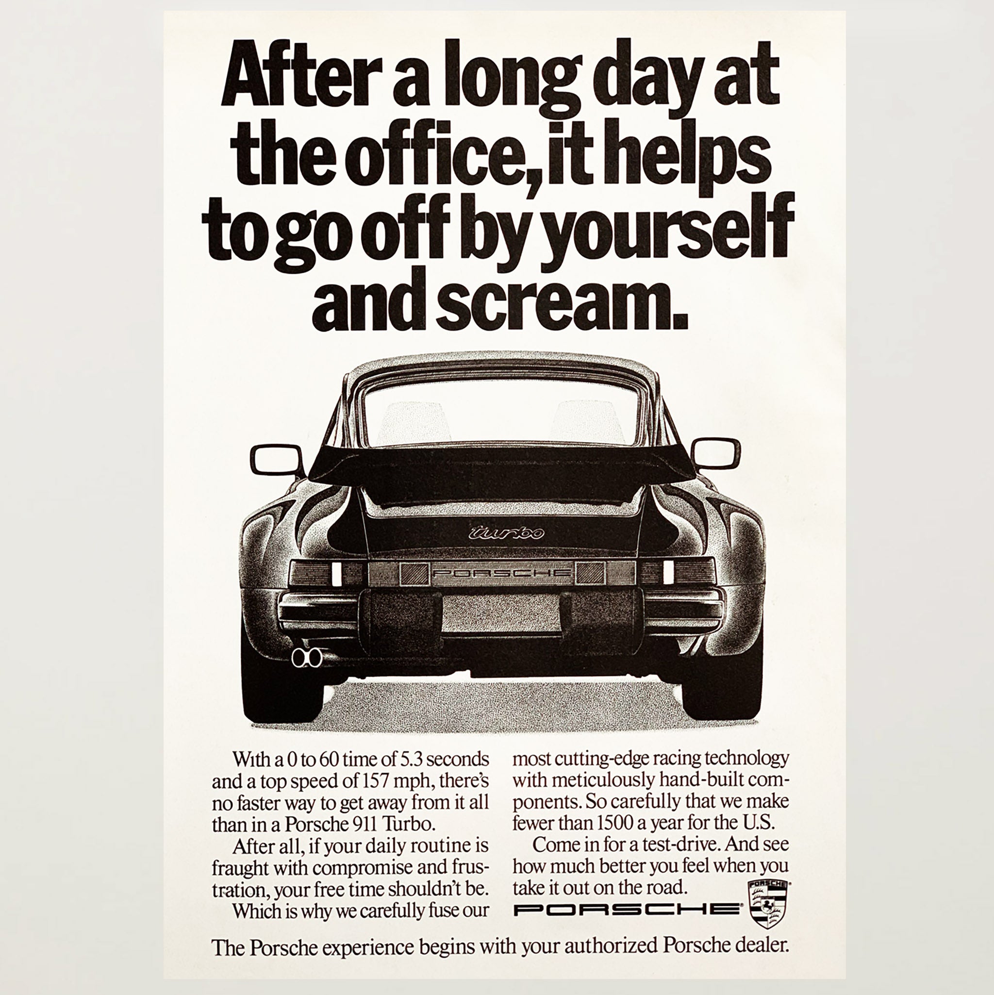 Framed Porsche Go Off By Yourself And Scream Advertisement