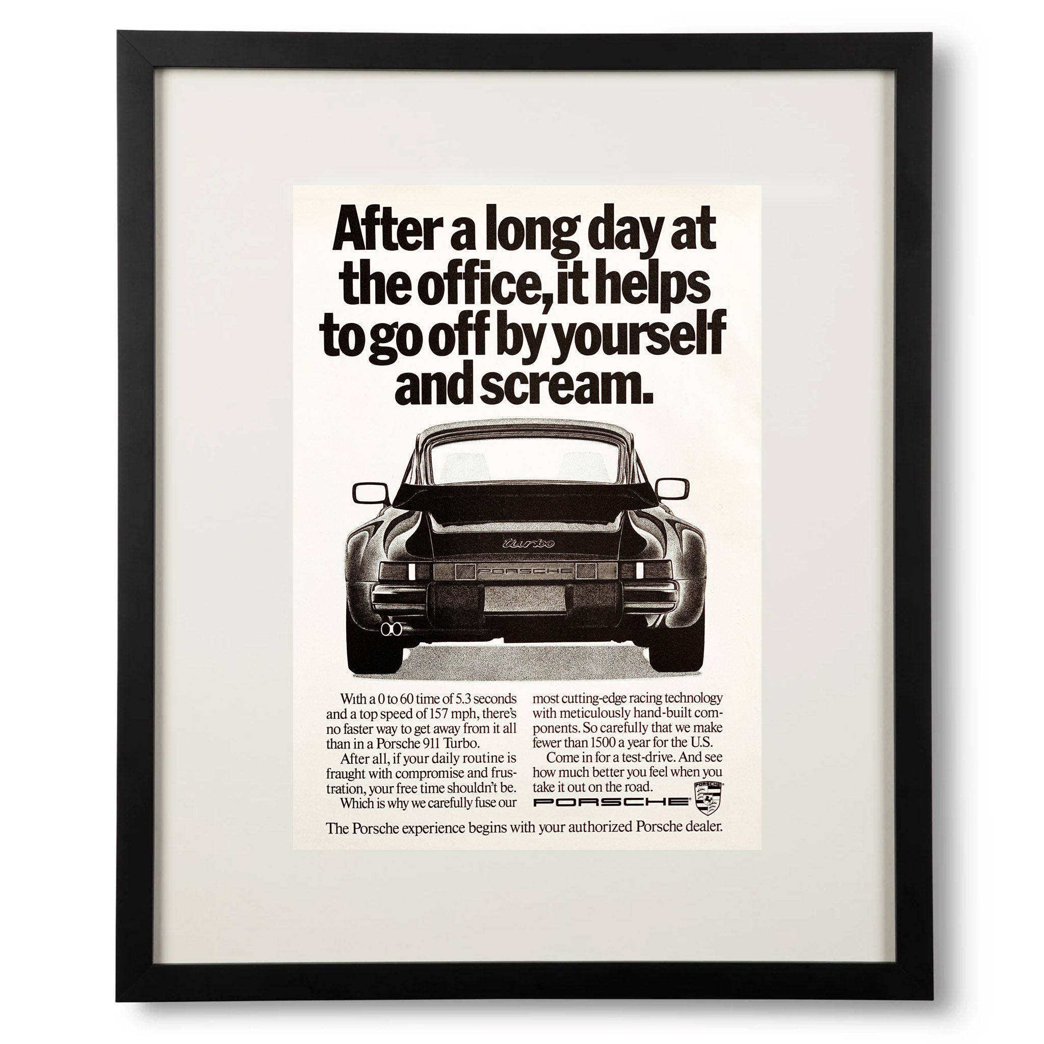 Framed Porsche Go Off By Yourself And Scream Advertisement