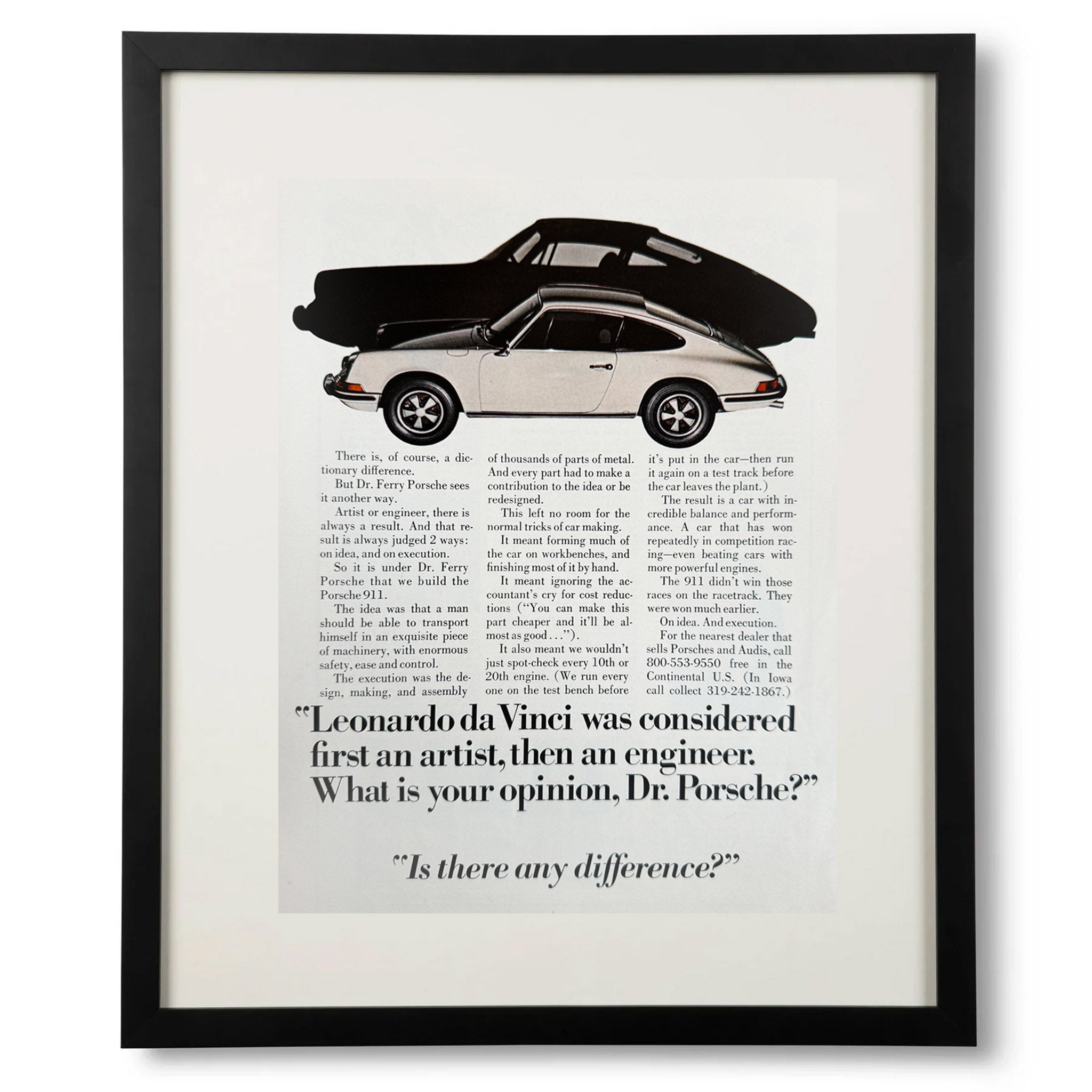 Framed Porsche 911 Leonardo da Vinci Advertisement