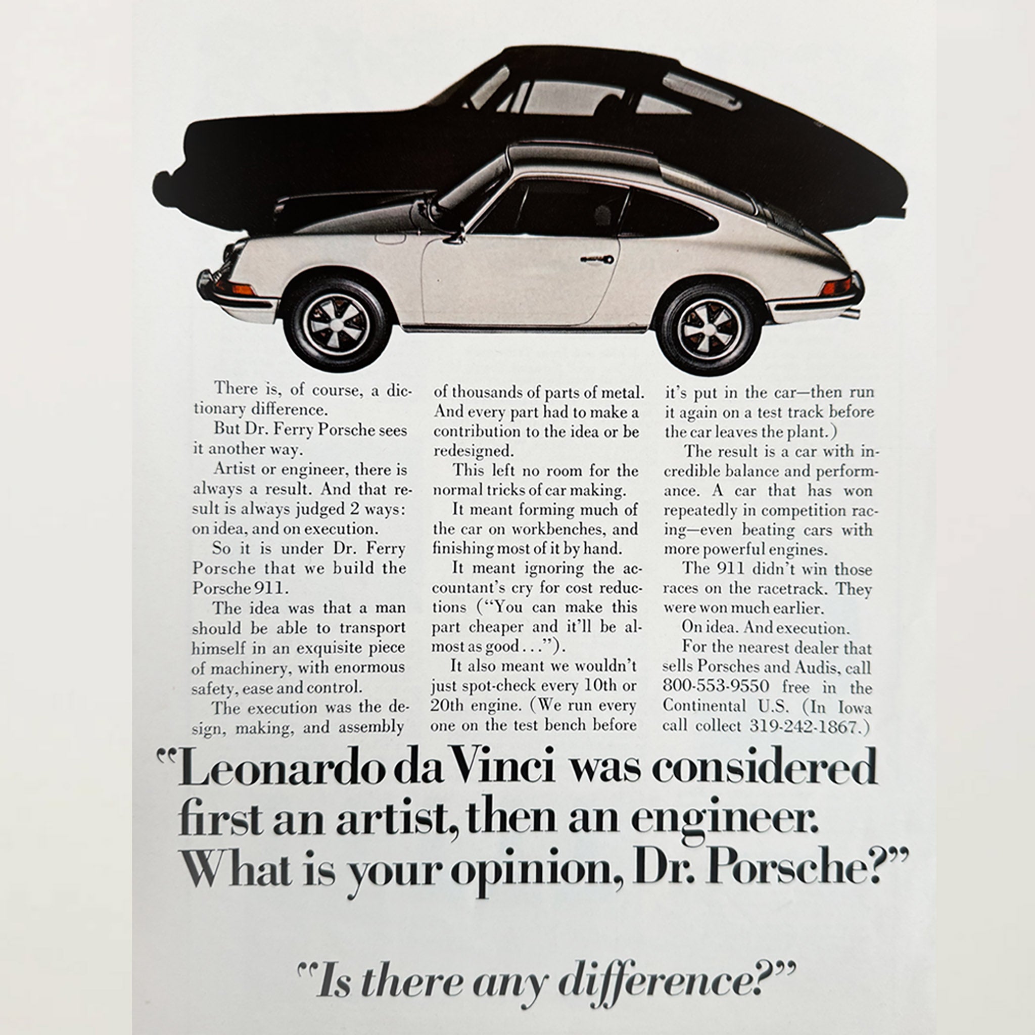 Framed Porsche 911 Leonardo da Vinci Advertisement