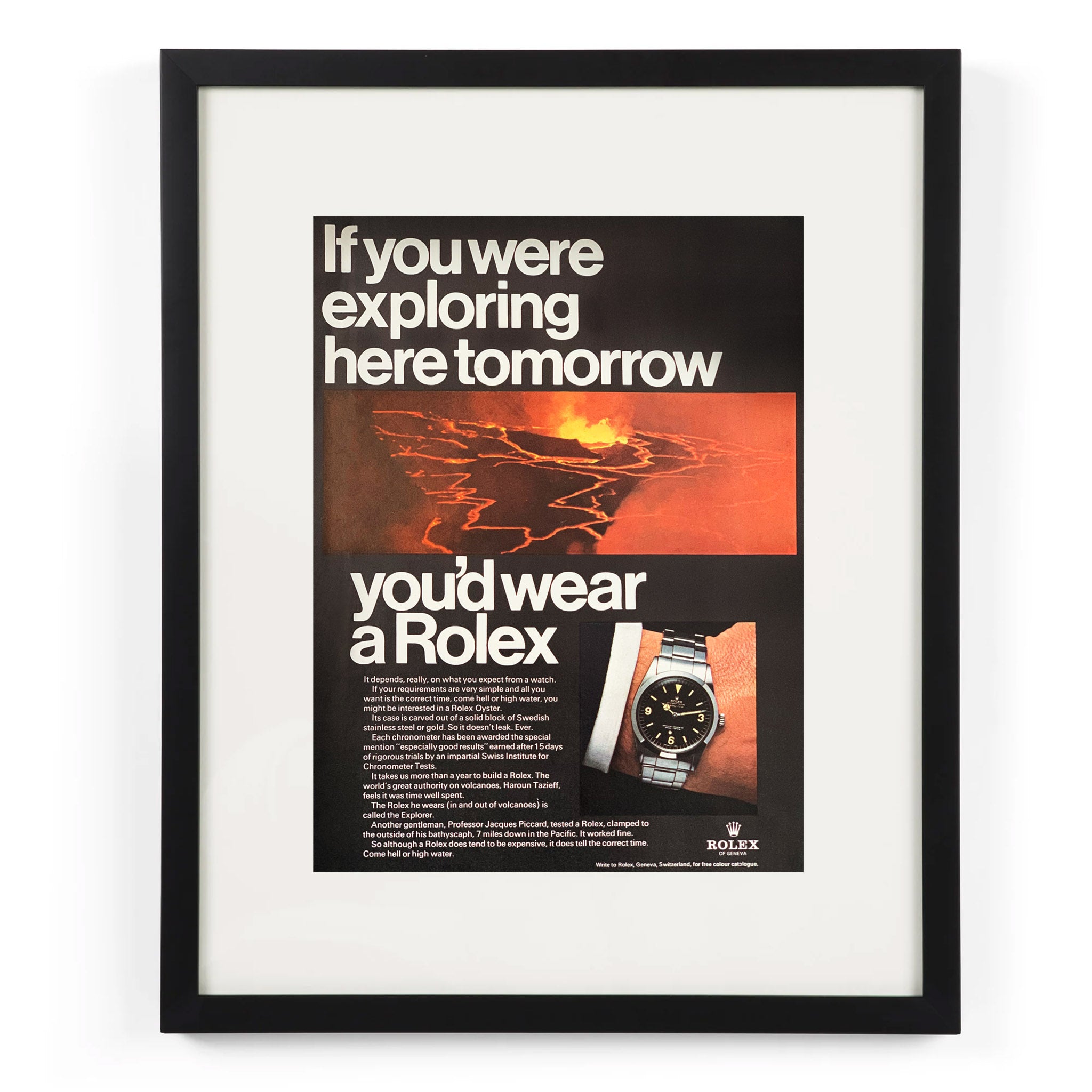 Framed Rolex Explorer Volcano Advertisement