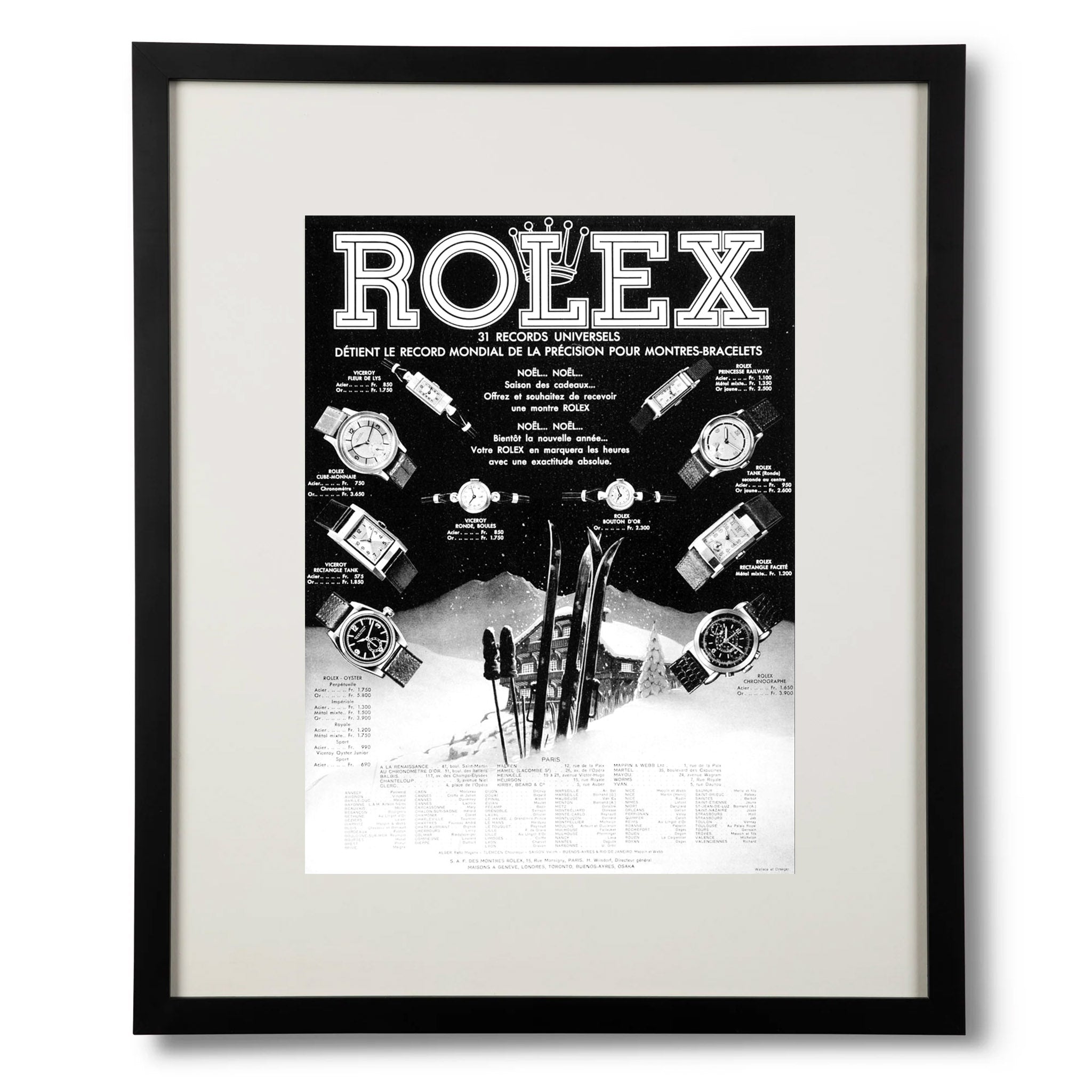 Framed 1938 Rolex Christmas Advertisement