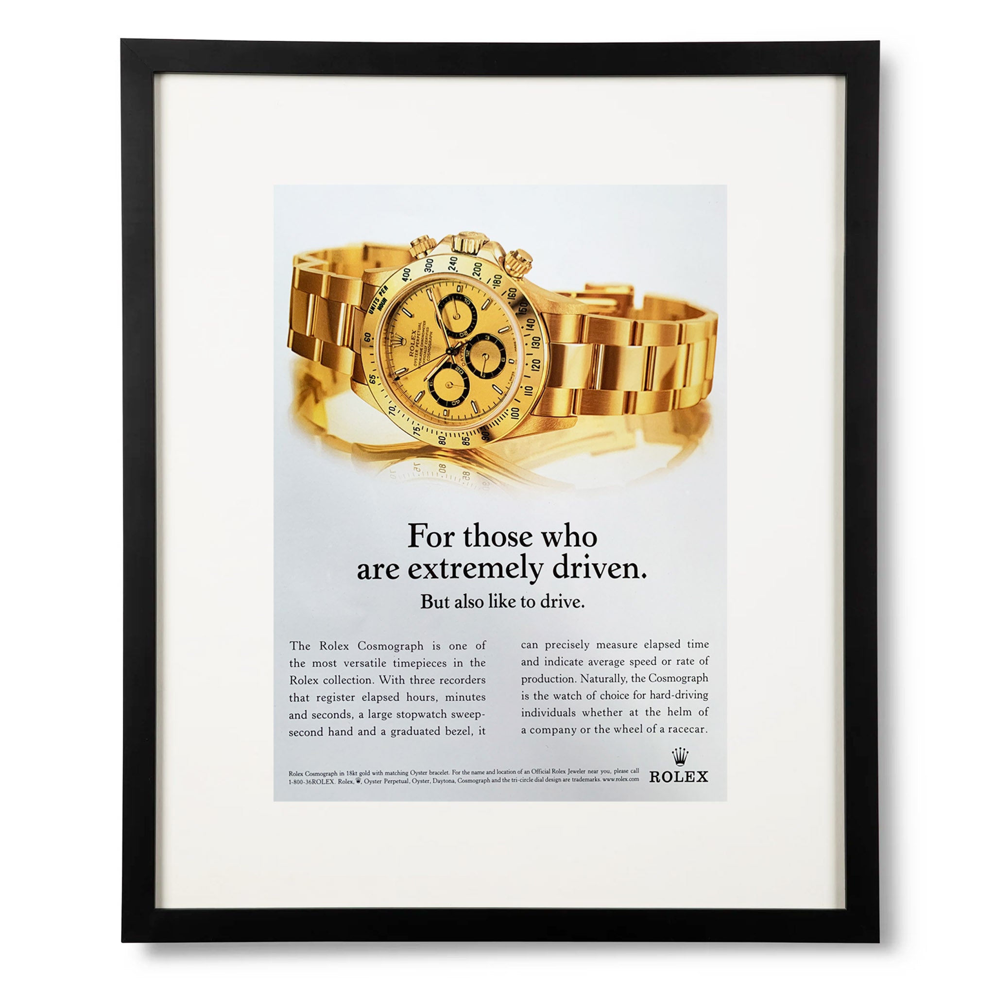 Framed Rolex Daytona “For Those Who Are Extremely Driven” Ad