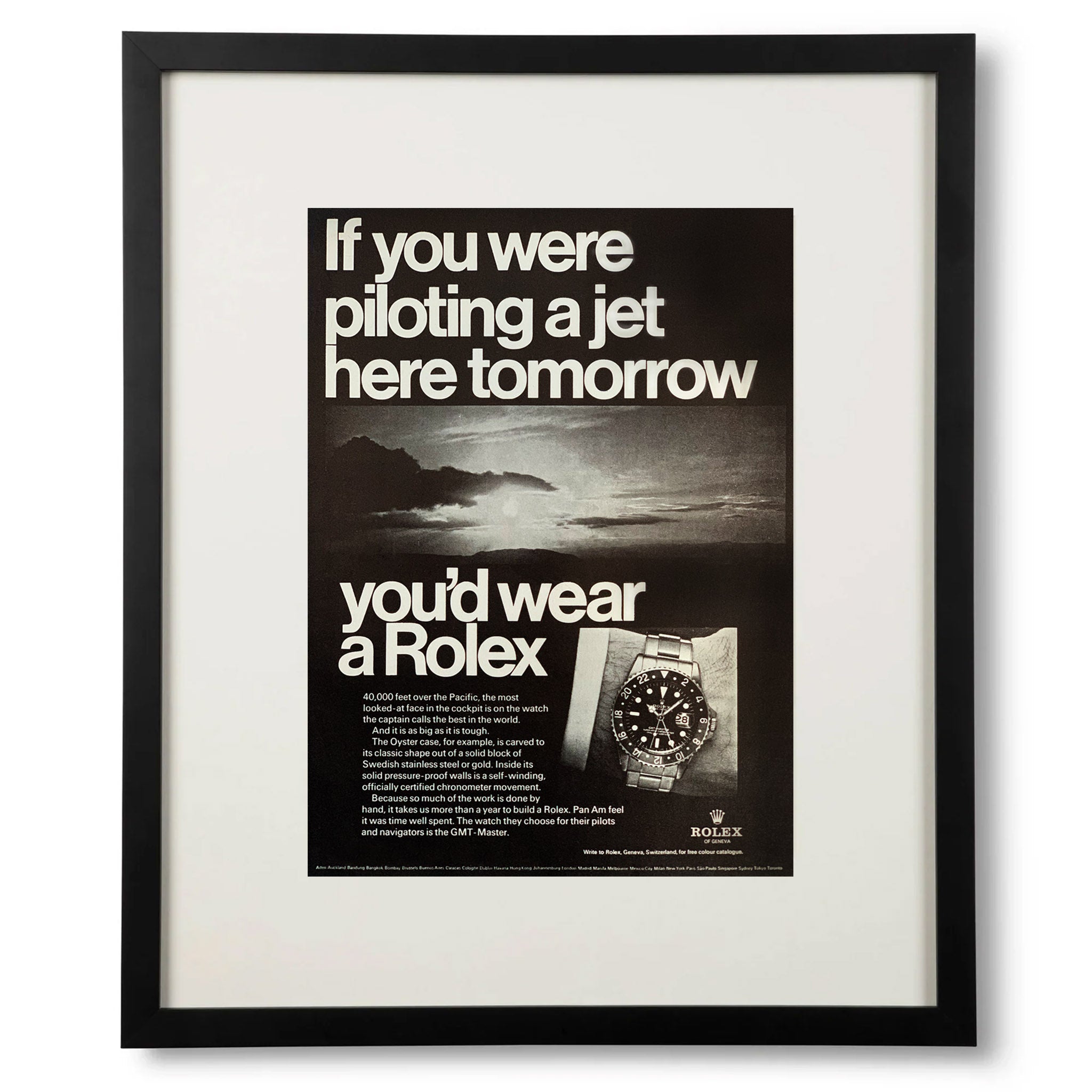 Framed Vintage Rolex If You Were Piloting A Jet Ad