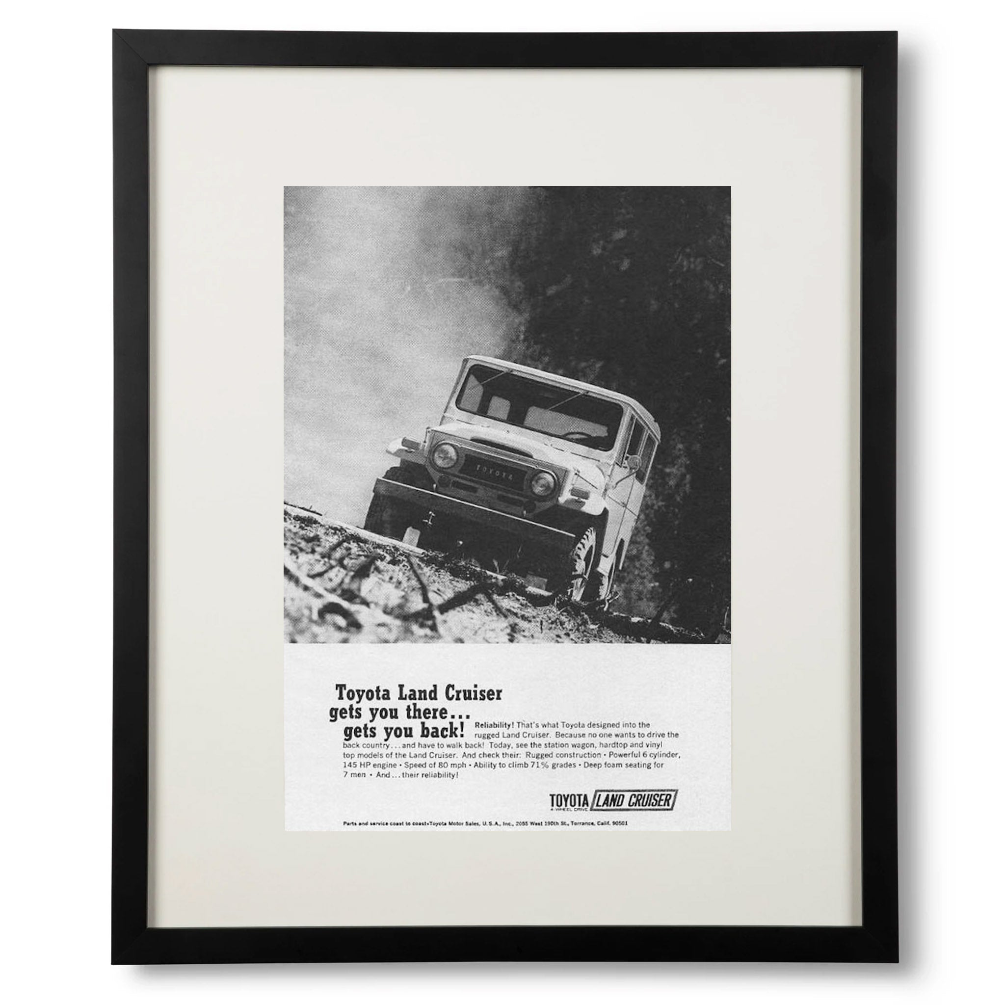 Framed Toyota Land Cruiser Get's You There and Back Advertisement